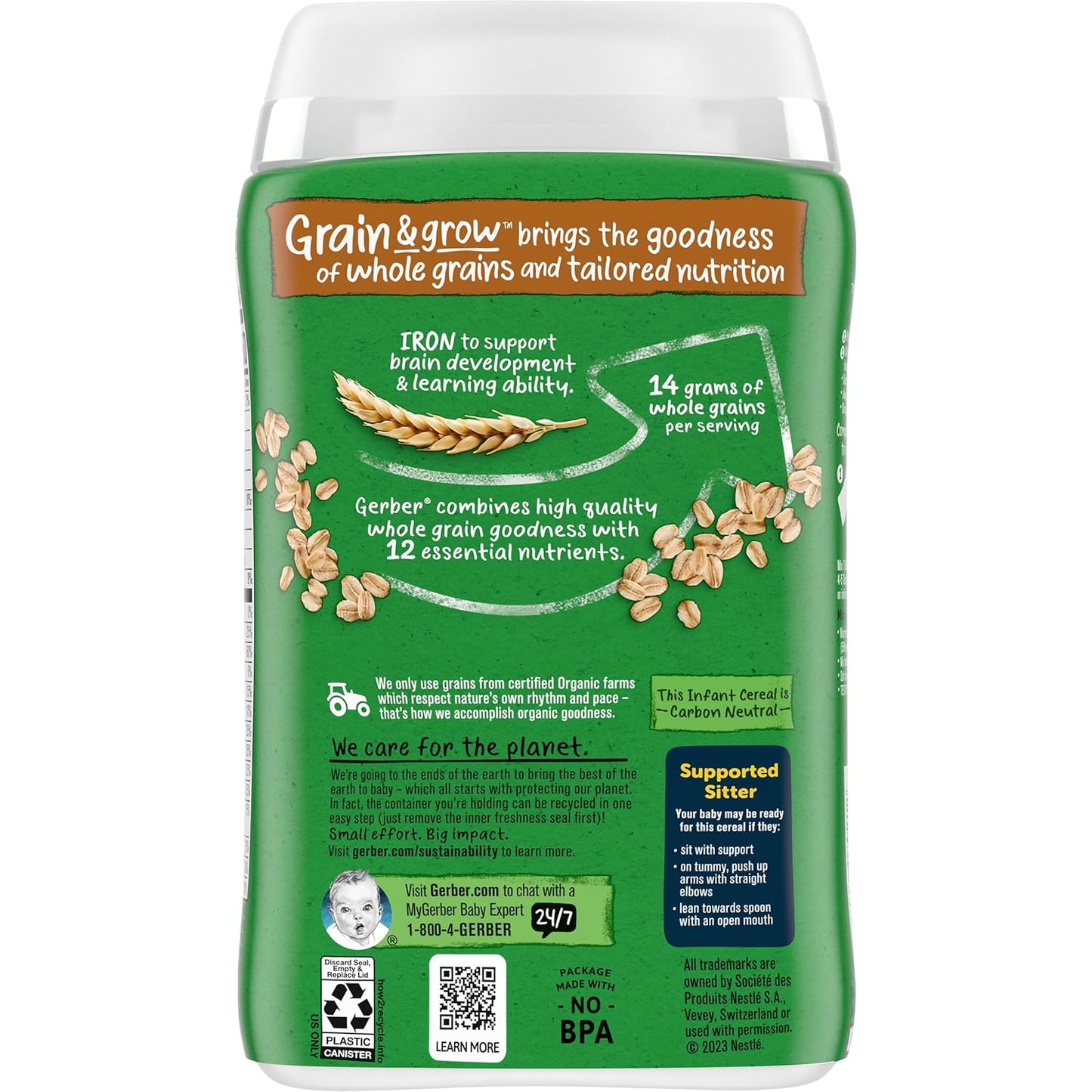 Organic Gerber Baby Oatmeal Cereal 1st Foods, Grain & Grow, 8 Ounces (Pack of 6) - Espot.com.au