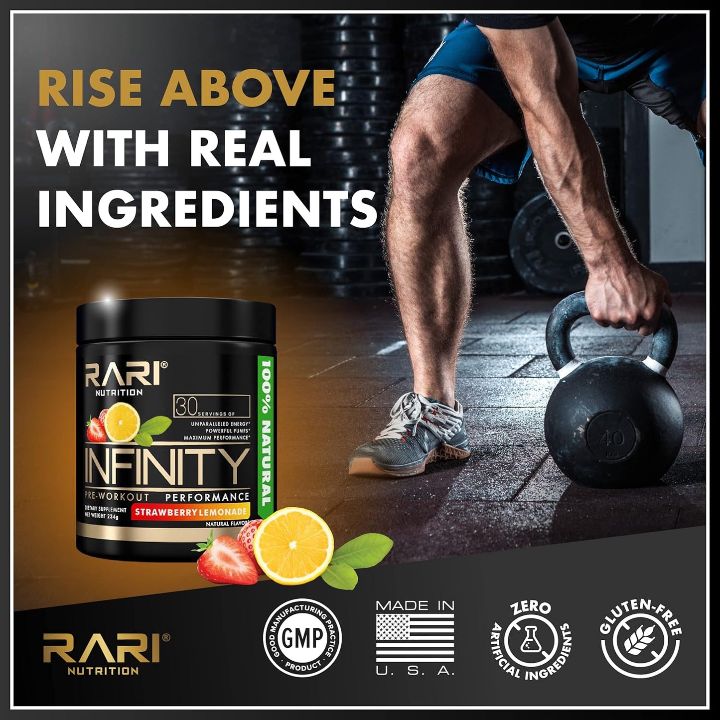 RARI Nutrition Infinity Pre Workout Performance Powder - 30 Servings, High-Performance Energy Drink for Women and Men - Candy Watermelon Flavor - Espot.com.au