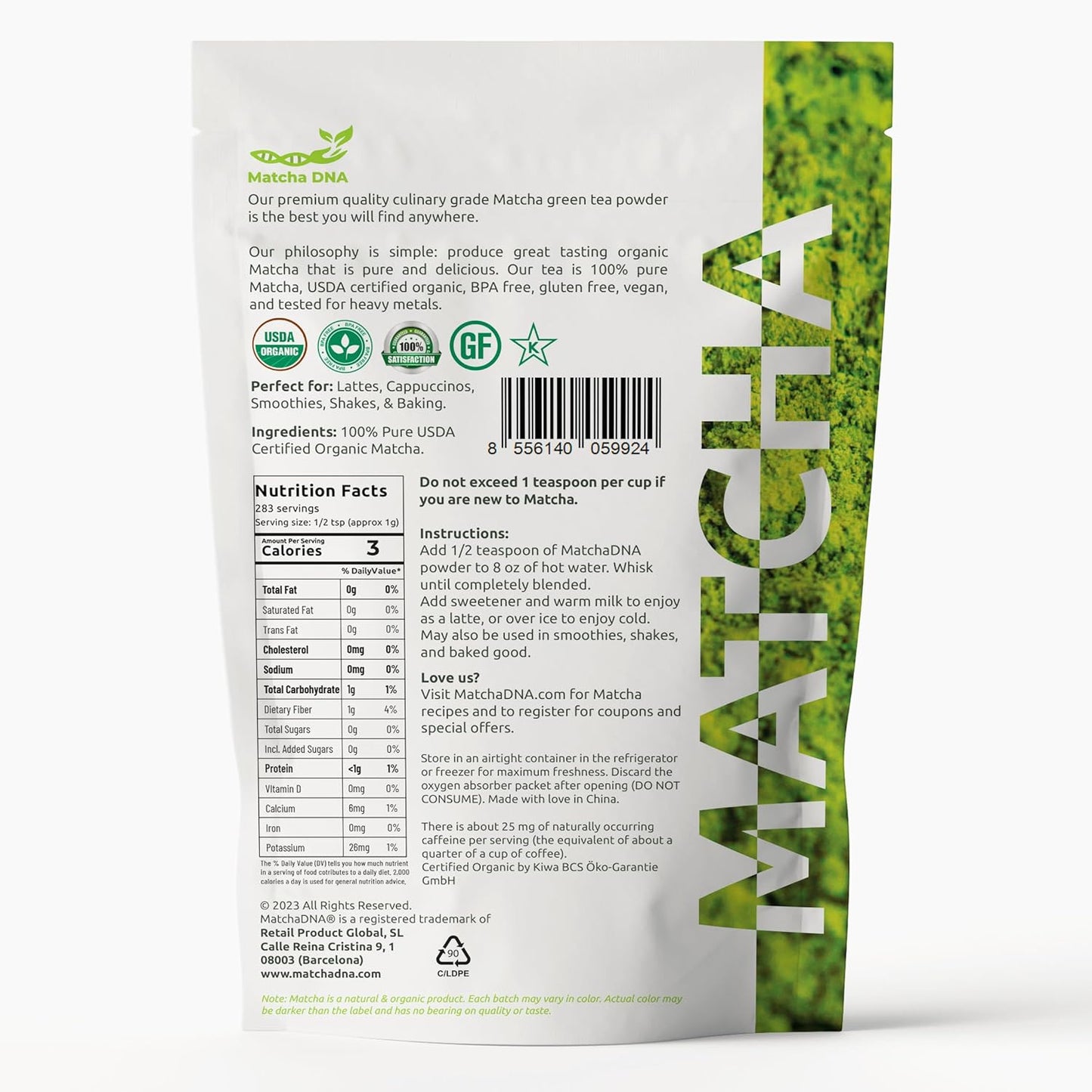 Organic Matcha Green Tea Powder - 10 oz Pure Premium Culinary Grade Matcha (283g) by MATCHA DNA - Espot.com.au