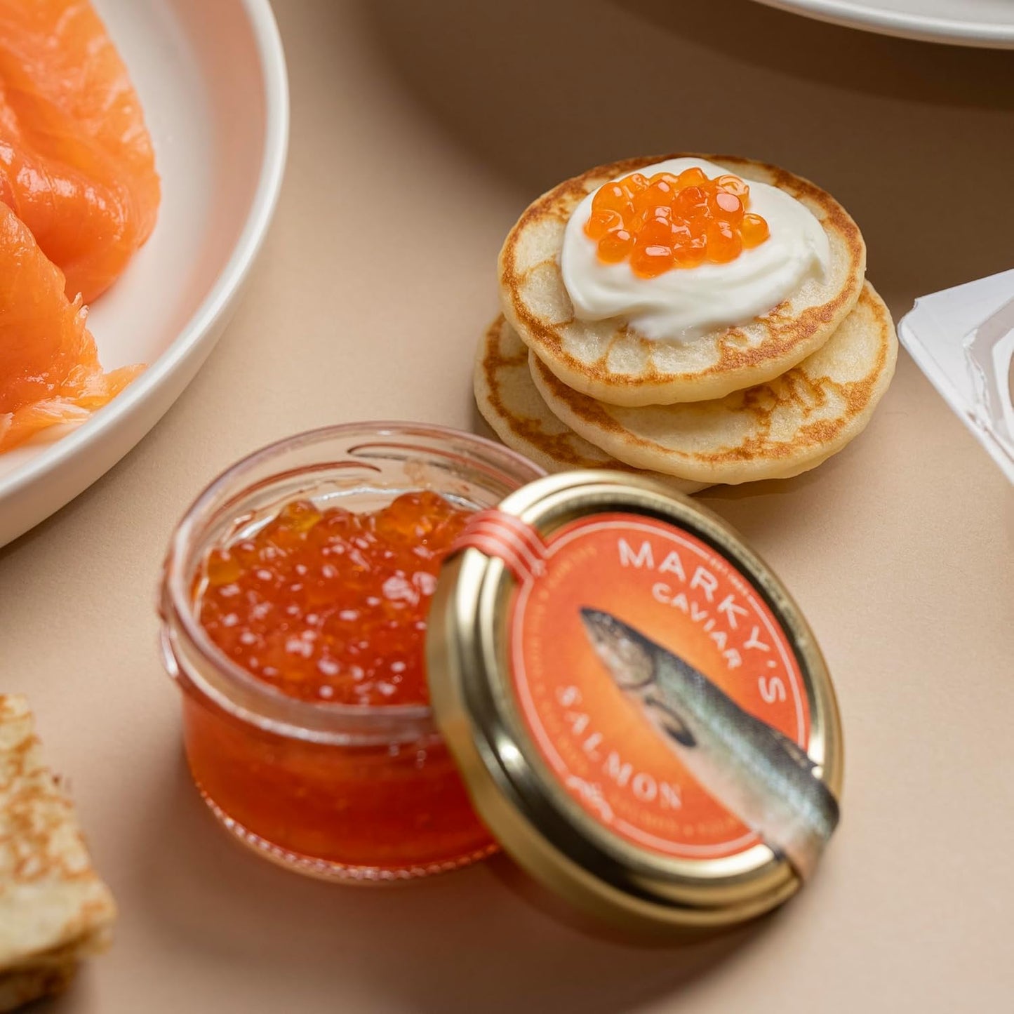deluxe-caviar-gift-set-with-smoked-salmon-salmon-roe-blinis-crepes-creme-fraiche-and-capers---2-oz-salmon-caviar-8-oz-scottish-smoked-salmon-4-oz-scottish-gravlax-salmon-7