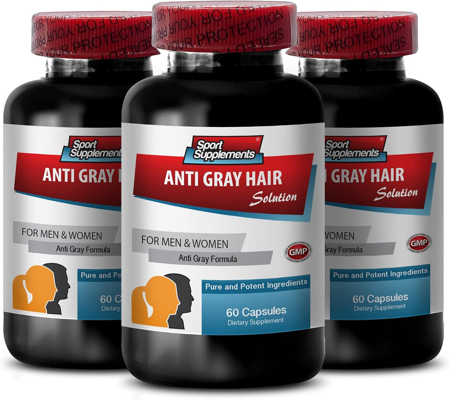 Biotin Zinc Hair Supplement for Men - Gray Hair Prevention - 180 Capsules (3 Bottles) - Espot.com.au