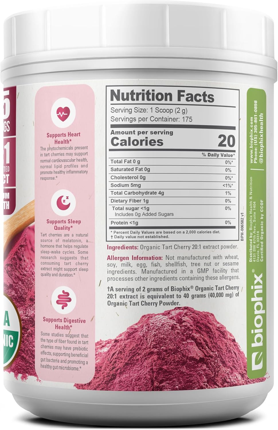 organic-tart-cherry-powder-extract---antioxidant-rich-superfood-for-heart-digestive-health---123-oz-350g---usda-certified---no-sugar-2