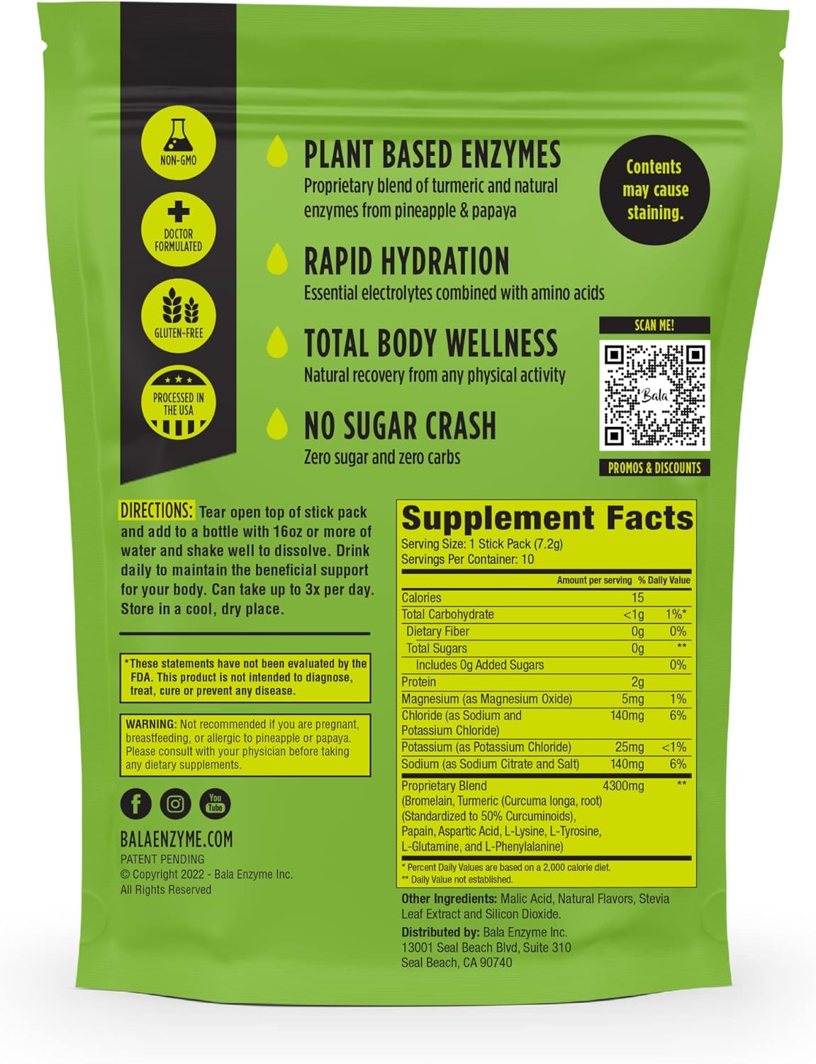 bala-turmeric-enzyme-electrolyte-powder-packets---sugar-free-keto-hydration-mix-for-post-workout-muscle-recovery-gut-health-immune-joint-support---natural-flavors---10-pack-8