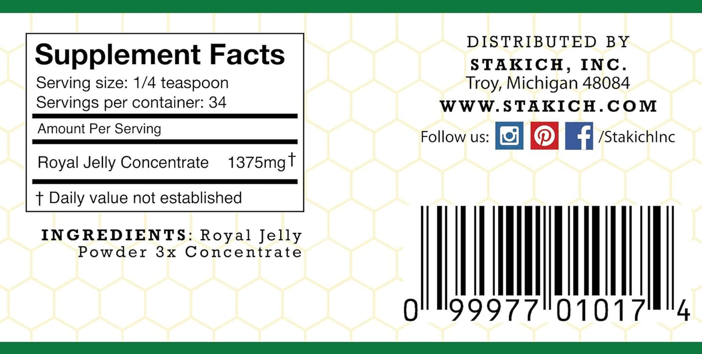 15-oz-stakich-royal-jelly-powder---3x-concentrate---freeze-dried-pure---natural-supplement-2