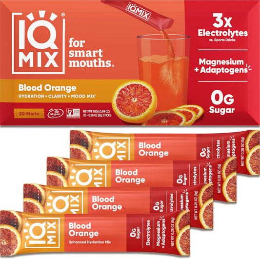iqbar-iqmix-electrolyte-powder-packets---sugar-free-hydration-supplement-drink-mix-with-keto-electrolytes-lions-mane-magnesium-and-potassium---blood-orange-flavor---20-packets-1