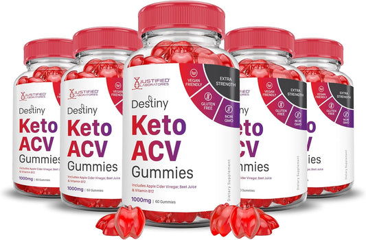 5-pack-destiny-keto-acv-gummies---1000mg-advanced-formula-with-pomegranate-beet-juice-powder-b12---vegan-non-gmo---300-gummies-1