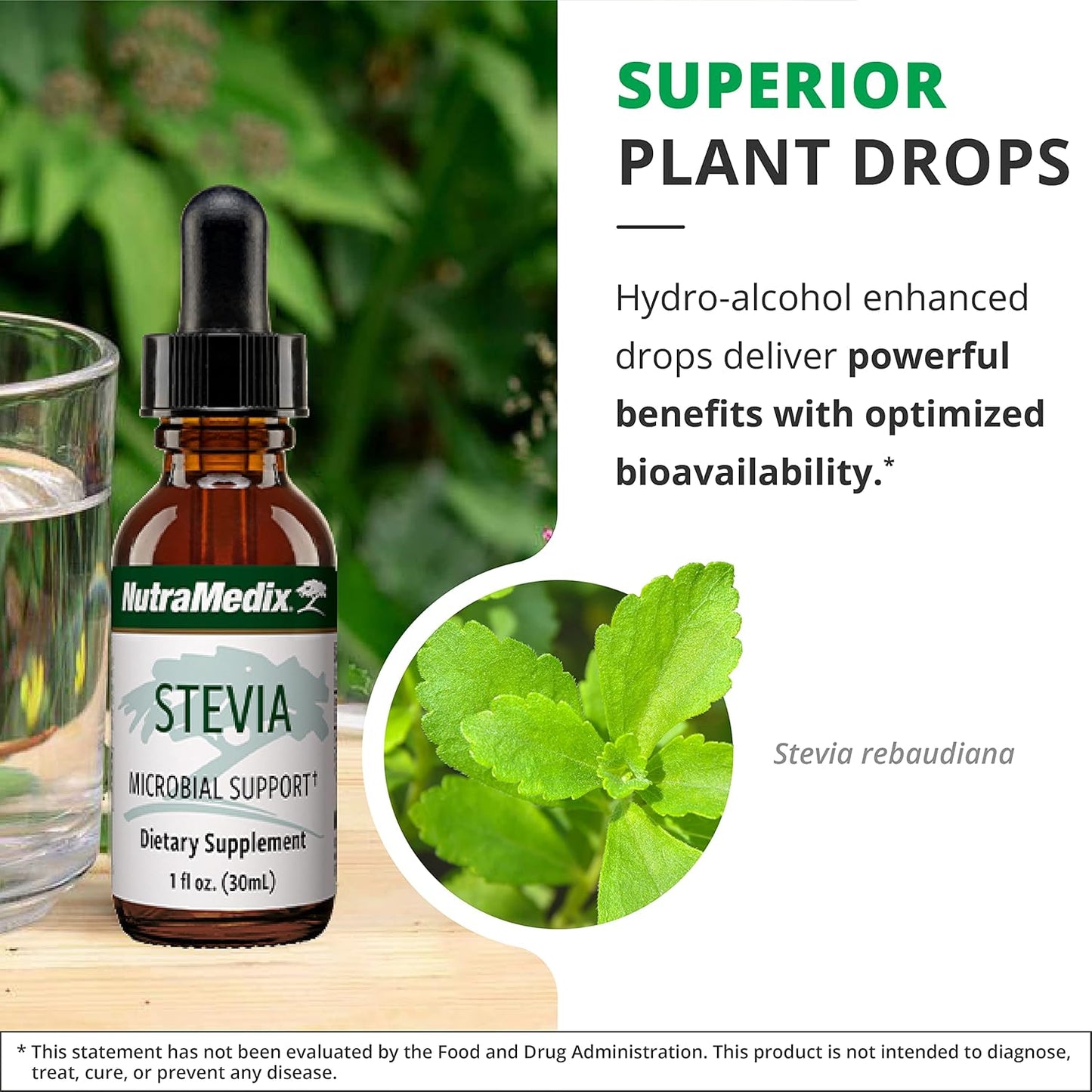 NutraMedix Stevia Drops - Bioavailable Liquid Extract for Microbial Support - Sugar Alternative with Low-Carb, No Added Sugar - 1 oz - Espot.com.au