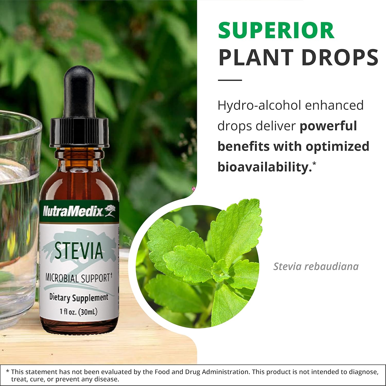 NutraMedix Stevia Drops - Bioavailable Liquid Extract for Microbial Support - Sugar Alternative with Low-Carb, No Added Sugar - 1 oz - Espot.com.au