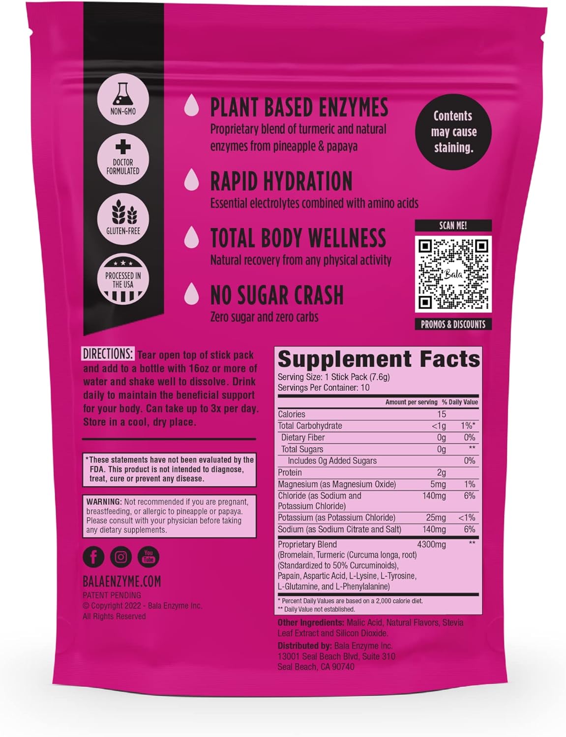 bala-turmeric-enzyme-electrolyte-powder-packets---sugar-free-keto-hydration-mix-for-post-workout-muscle-recovery-gut-health-immune-joint-support---natural-flavors---10-pack-7