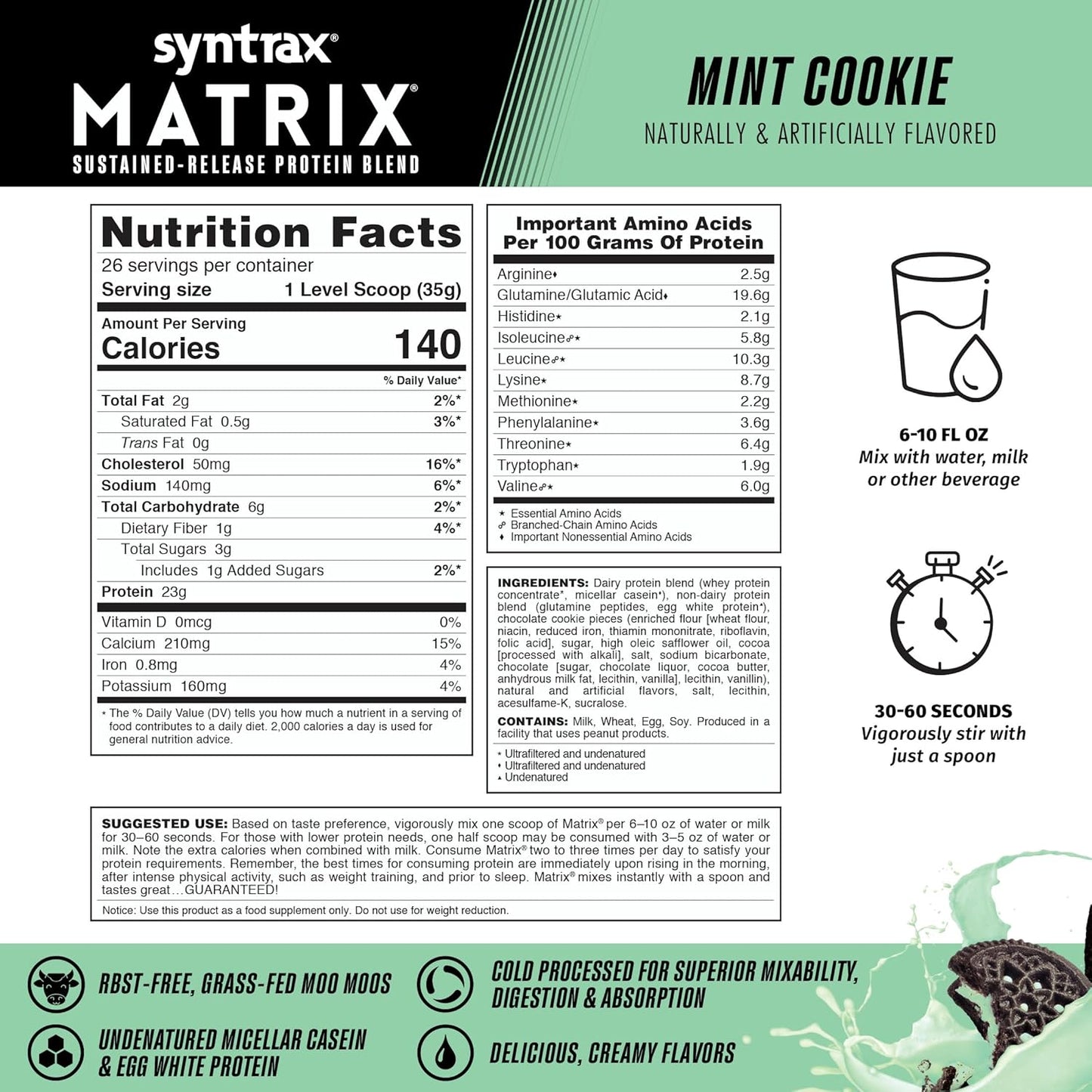 syntrax-nutrition-matrix-mint-cookie-protein-blend-with-real-cookie-pieces---2-lbs-sustained-release-formula-3