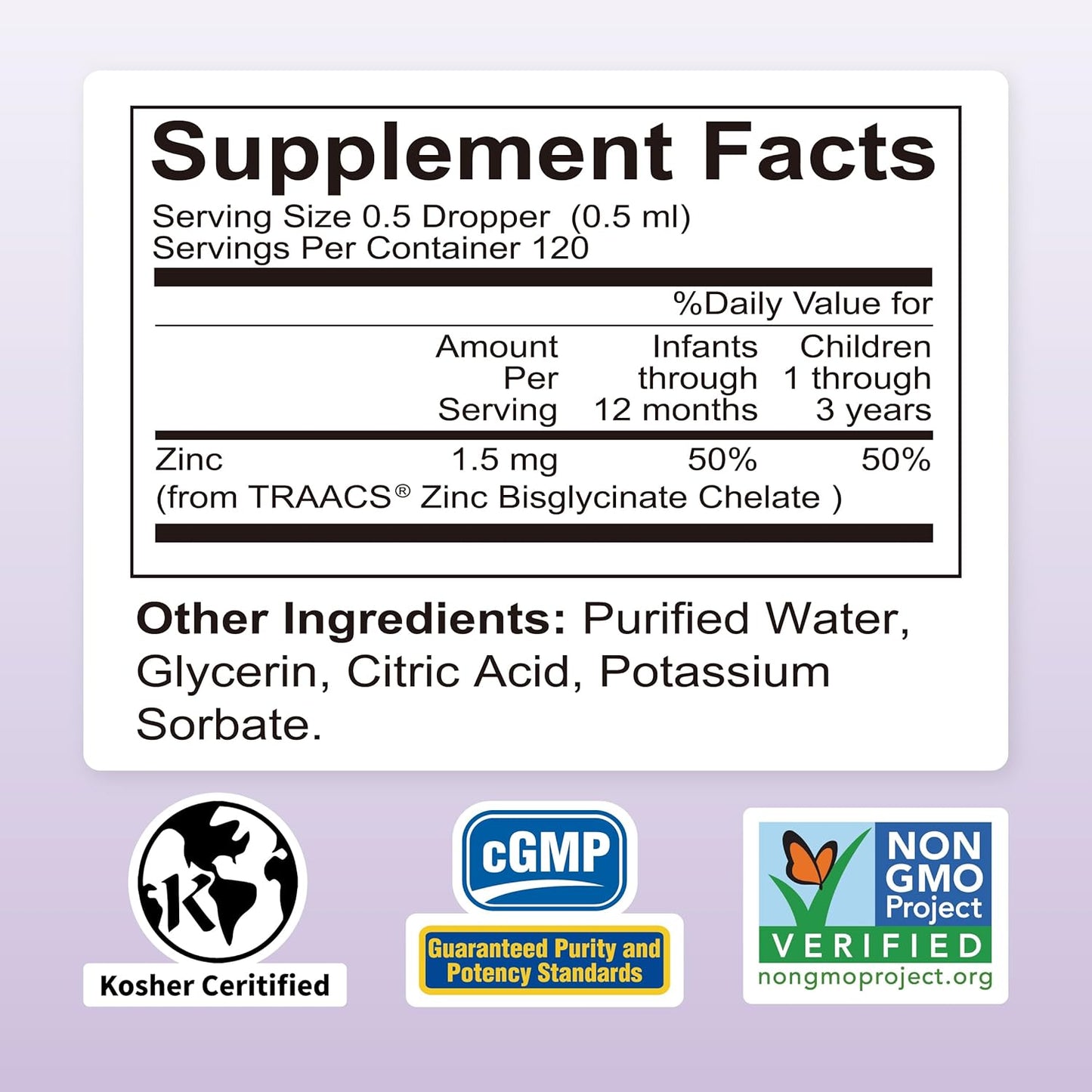 Premium Liquid Zinc for Babies, Children & Kids - TRAACS Chelate, High Bioavailability - Non-GMO, Kosher - 2 Fl. Oz - Espot.com.au