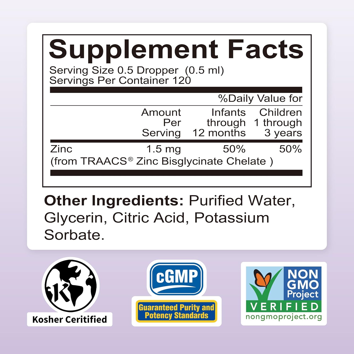 Premium Liquid Zinc for Babies, Children & Kids - TRAACS Chelate, High Bioavailability - Non-GMO, Kosher - 2 Fl. Oz - Espot.com.au