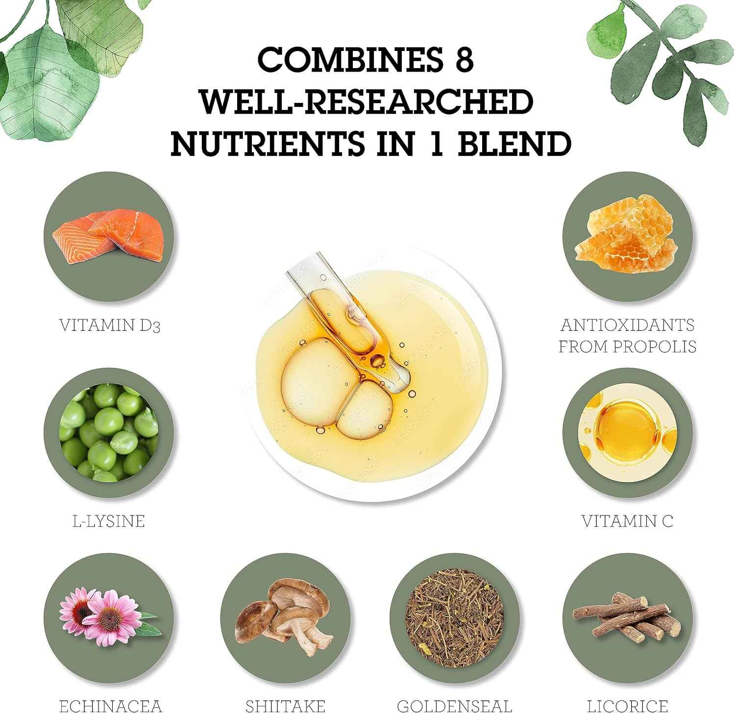 SuperLysine+ Liquid Immune Support Supplement with Lysine, Echinacea, Vitamin D3, Bee Propolis, and Shitake - Daily Wellness Blend for Fast Absorption - 2 Ounce