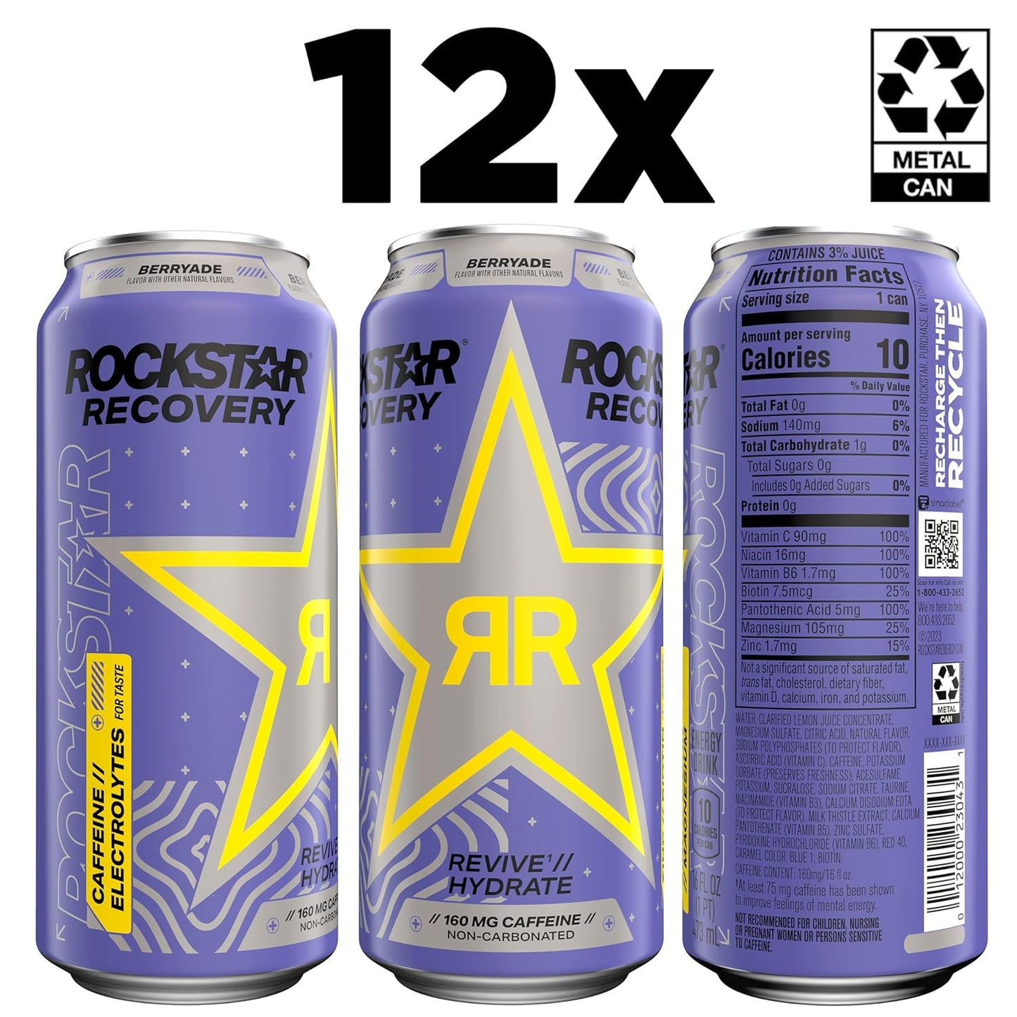 berryade-rockstar-recovery-energy-drink---non-carbonated-hydration-energy-boost---16-fl-oz-cans-12-pack---160mg-caffeine-b-vitamins-electrolytes-for-mind-body-energy-2