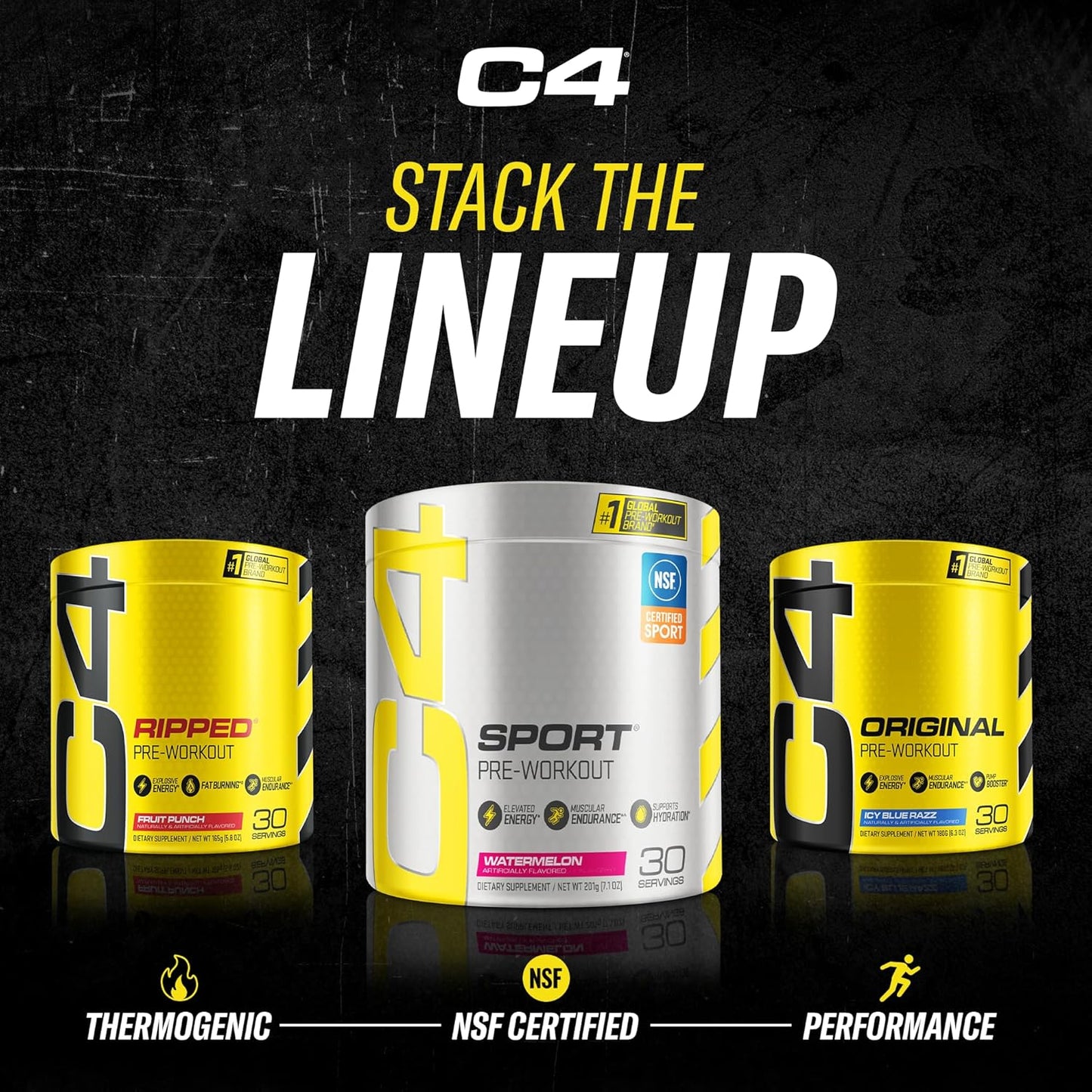 Cellucor C4 Original Icy Blue Razz Pre Workout Powder - Sugar Free Energy Boost for Men & Women - Immune Support with Vitamin C - 30 Servings - Espot.com.au