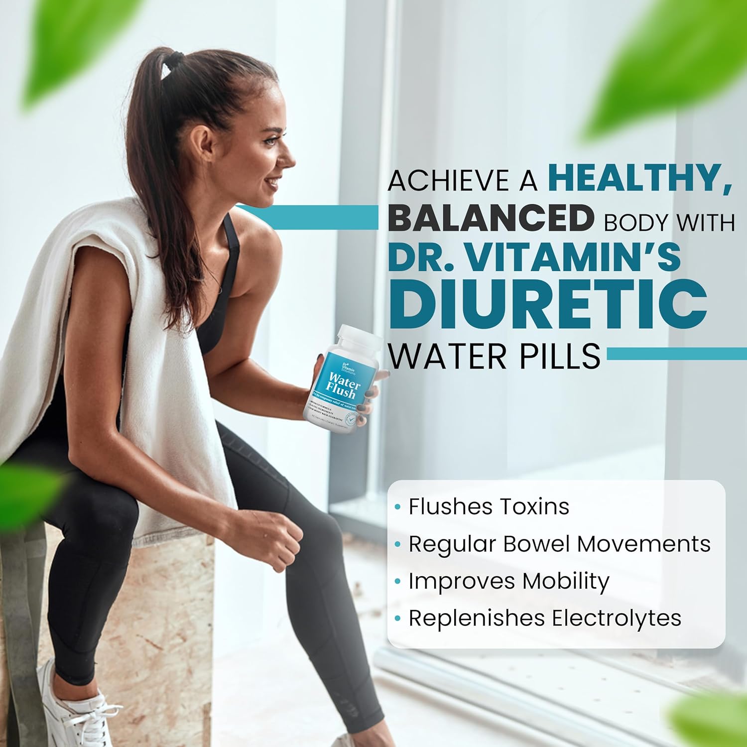 Premium Diuretic Water Pills for Weight Management - 12 Active Ingredients for Bloat Relief, Water Retention Support - 60 Capsules - Espot.com.au