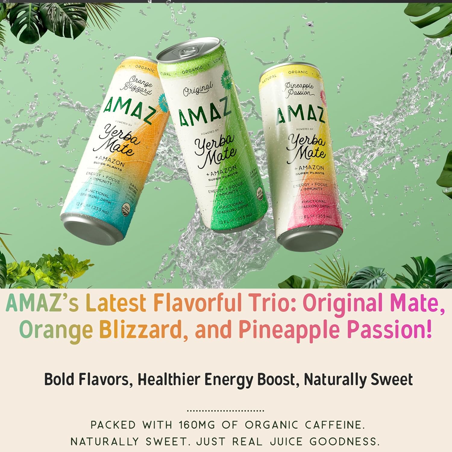 amaz-organic-sparkling-yerba-mate-super-plants-functional-drink-for-natural-energy-focus-immunity---bold-flavor-low-calorie-vegan---naturally-sweetened-with-real-juice---160mg-organic-caffeine---sustainably-sourced-orange-mint-12-pack-7
