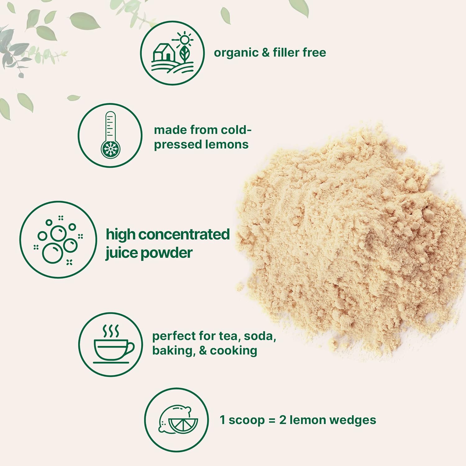 Organic Lemon Juice Powder 10oz - 2 Pack, High in Vitamin C for Immune Support, Great for Drinks & Smoothies, Vegan-Friendly - Espot.com.au