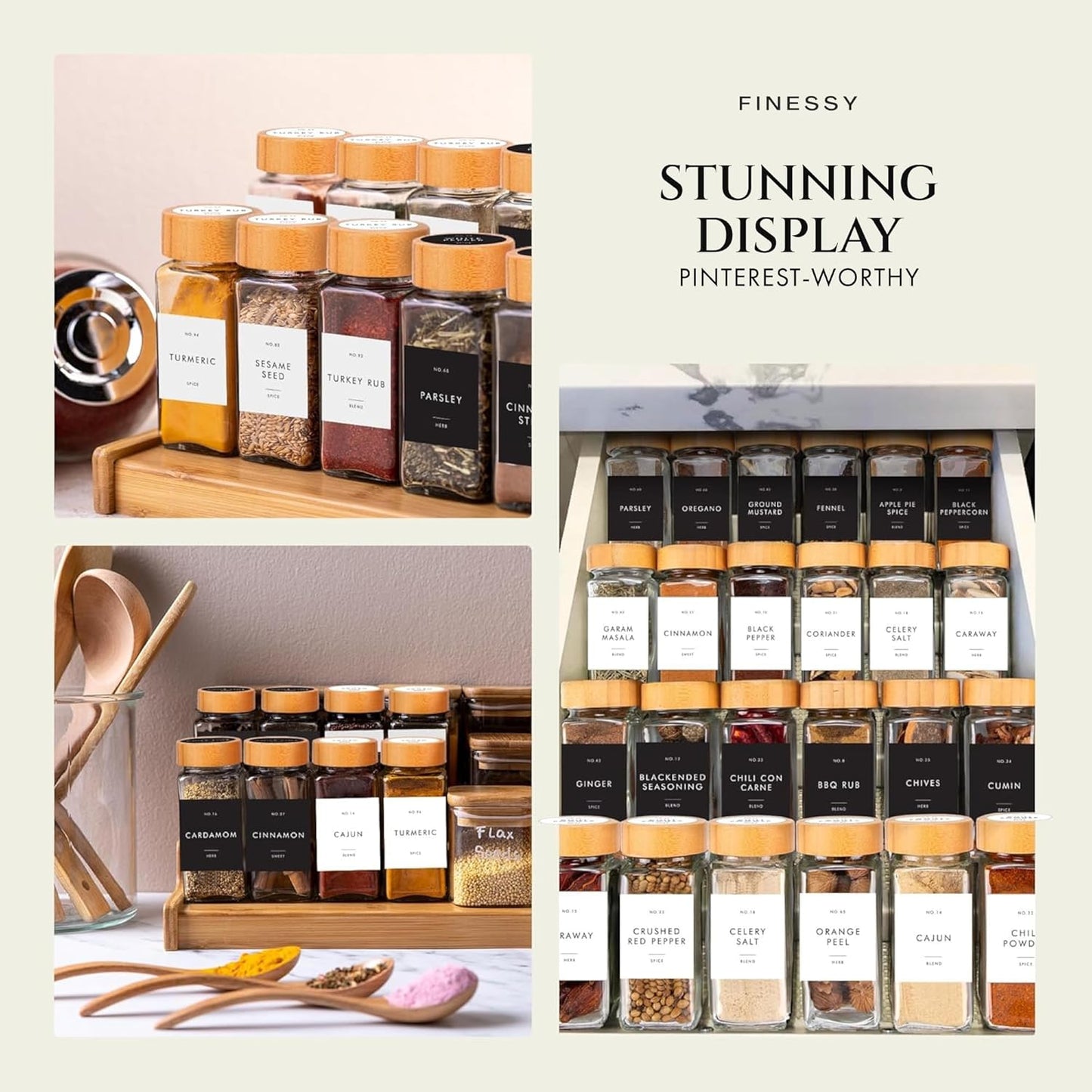 36-pack-finessy-glass-spice-jars-with-bamboo-lids-and-labels---4oz-clear-bottles-for-seasoning-organization-and-storage-6