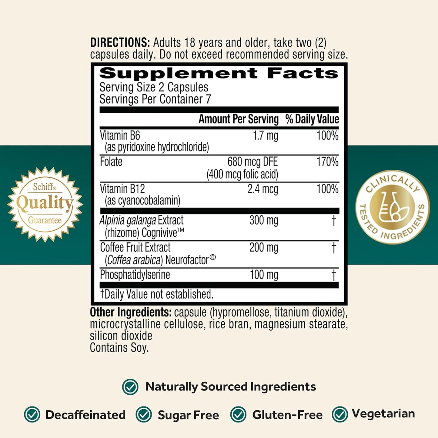 NEURIVA Ultra Decaffeinated Brain Supplement for Mental Alertness, Memory & Focus - Clinically Tested Nootropic with Cognivive, Neurofactor, Phosphatidylserine, Vitamins B6 & B12 - 14ct Capsules - Espot.com.au