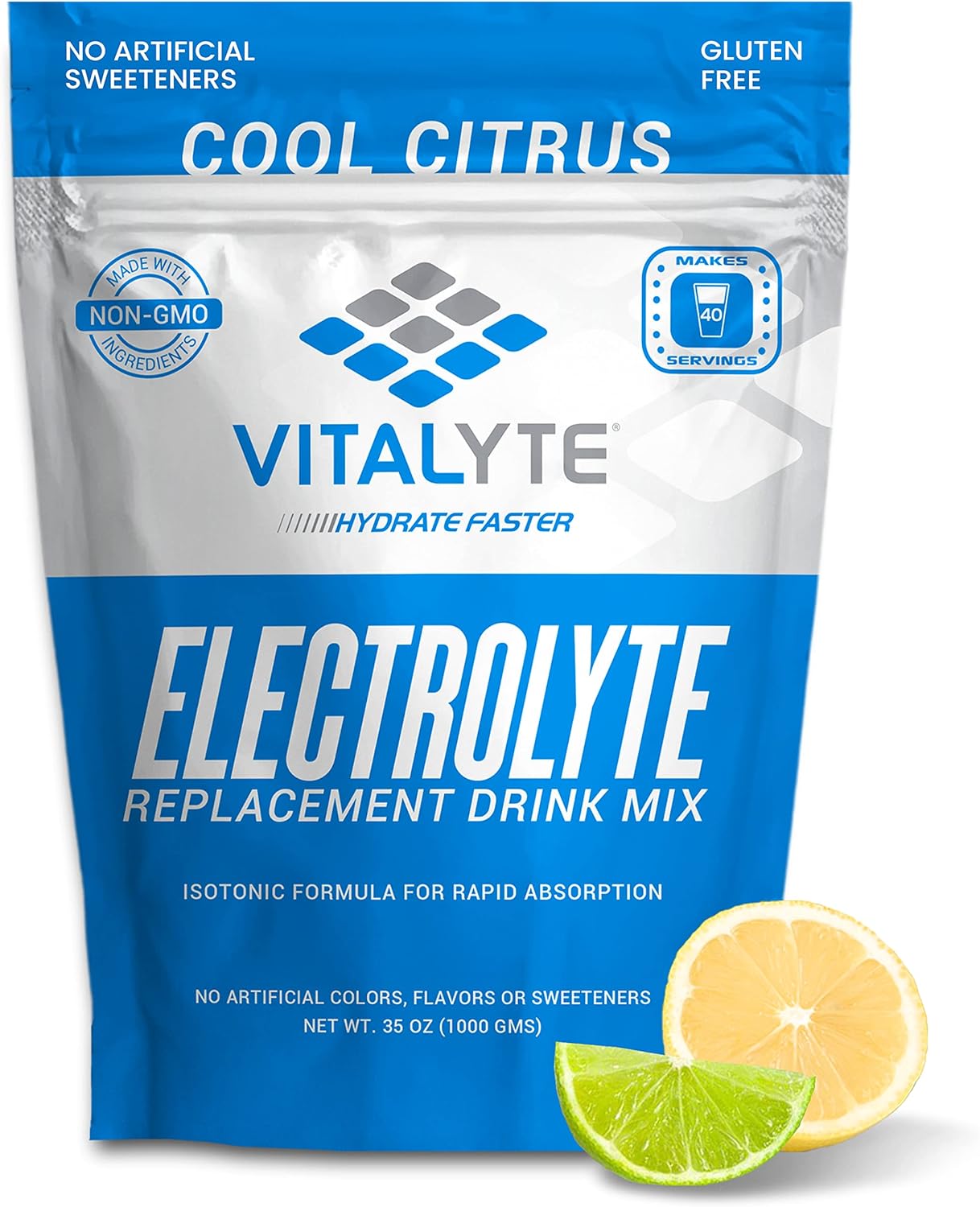 Vitalyte Electrolyte Powder - Isotonic Drink Mix for Hydration, Energy, and Recovery - 35 oz, 40 Servings - Water Enhancer & Rehydration Supplement - Cool Citrus Flavor - 2 Pack for Men, Women, and Sports - Espot.com.au