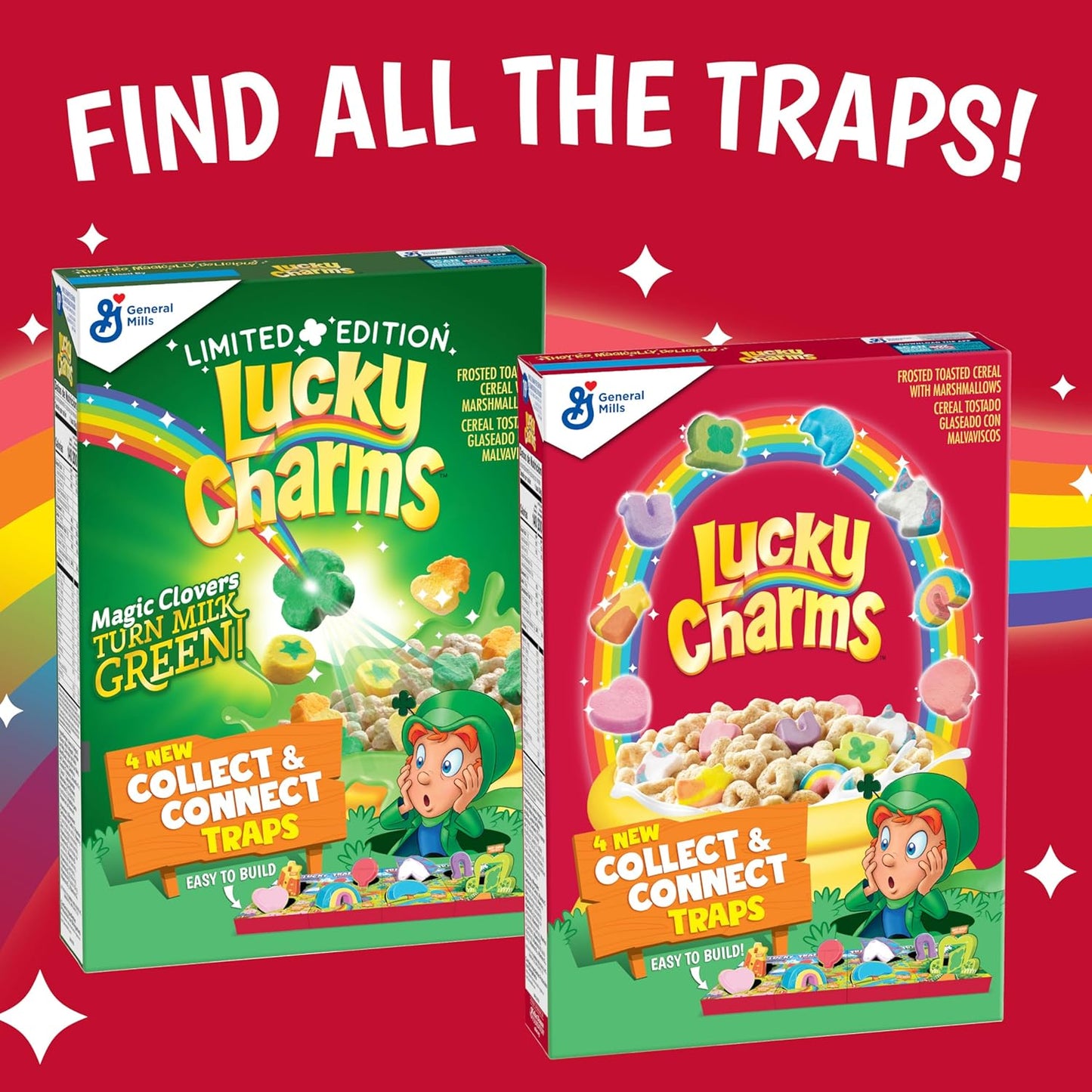 Gluten-Free Lucky Charms Cereal with Marshmallows, Giant Size 26.1 oz, Whole Grain Kids Breakfast - Espot.com.au