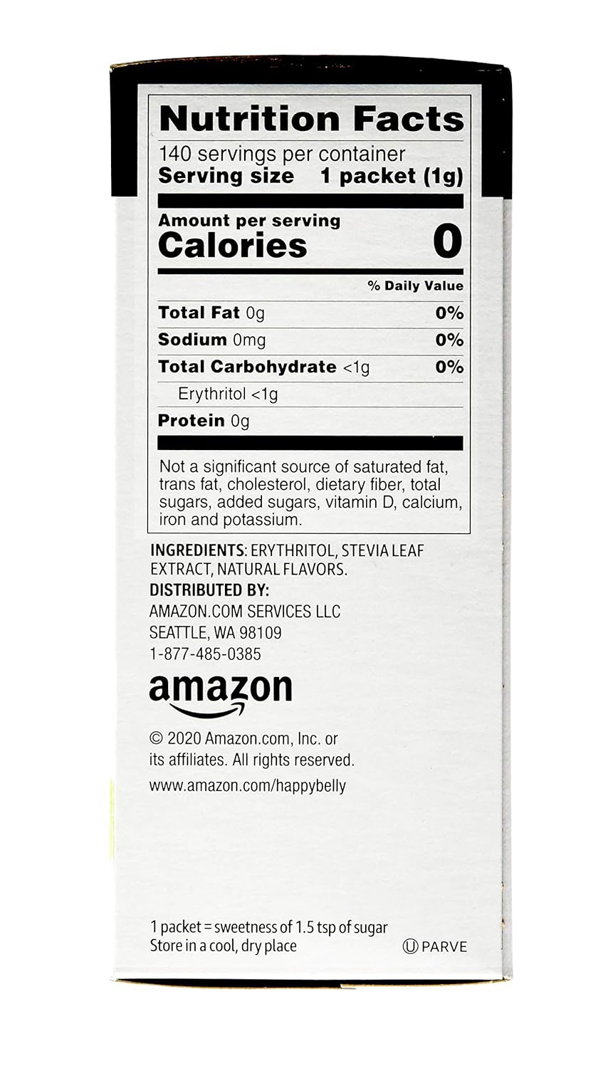 Happy Belly Zero Calorie Stevia Sweetener Powder - 140 Packets, 4.93 oz - Alternative to Sugarly Sweet - Pack of 1 - Espot.com.au