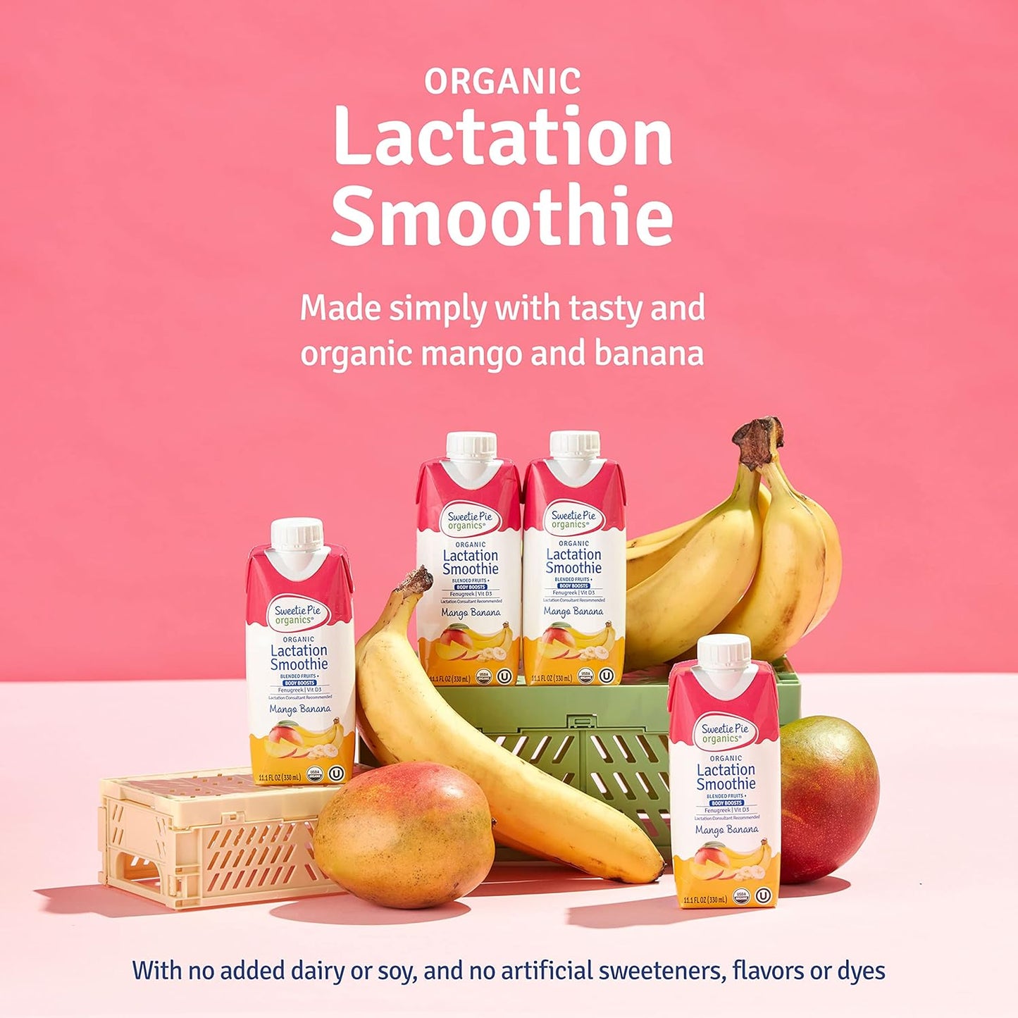 Organic Lactation Smoothie, Mango Banana Flavor - 12 Pack | Supports Breast Milk Production | No Artificial Sweeteners, Flavors, or Dyes | Ideal for Nursing and Pumping Moms - Espot.com.au