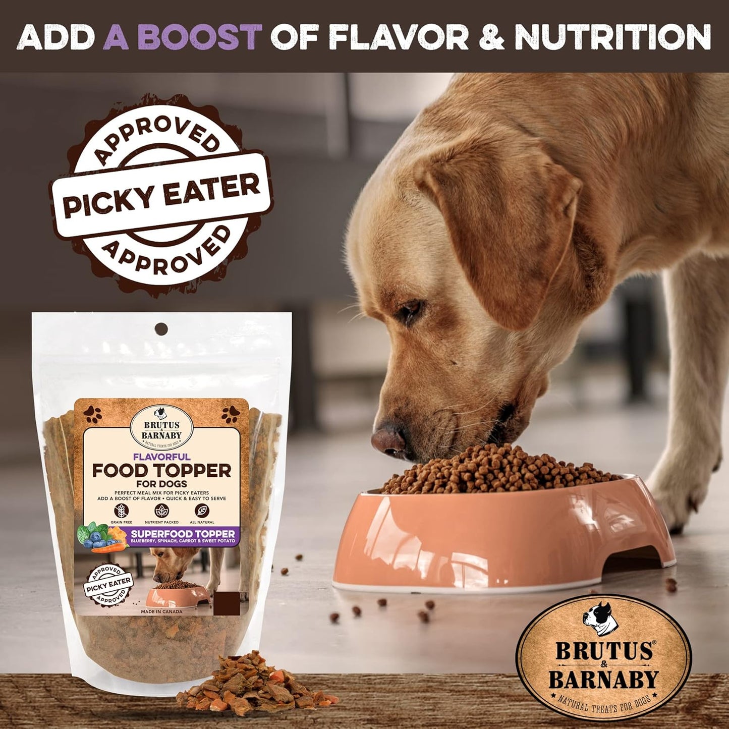 brutus-barnaby-dog-food-topper-with-super-foods-for-picky-eaters---vegan-flavor-packed-mix-with-blueberries-carrots-spinach-sweet-potato---8oz-8