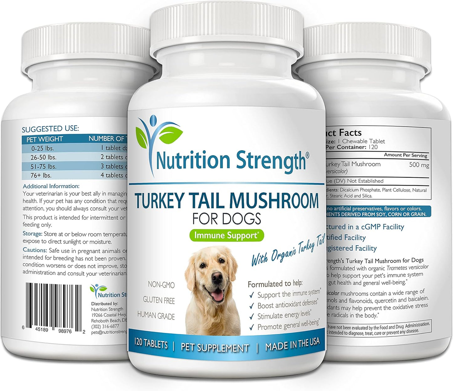 Turkey Tail Mushroom Supplement for Dogs - Immune Support, Gut Health, Antioxidant, Inflammation Relief - 120 Chewable Tablets - Espot.com.au