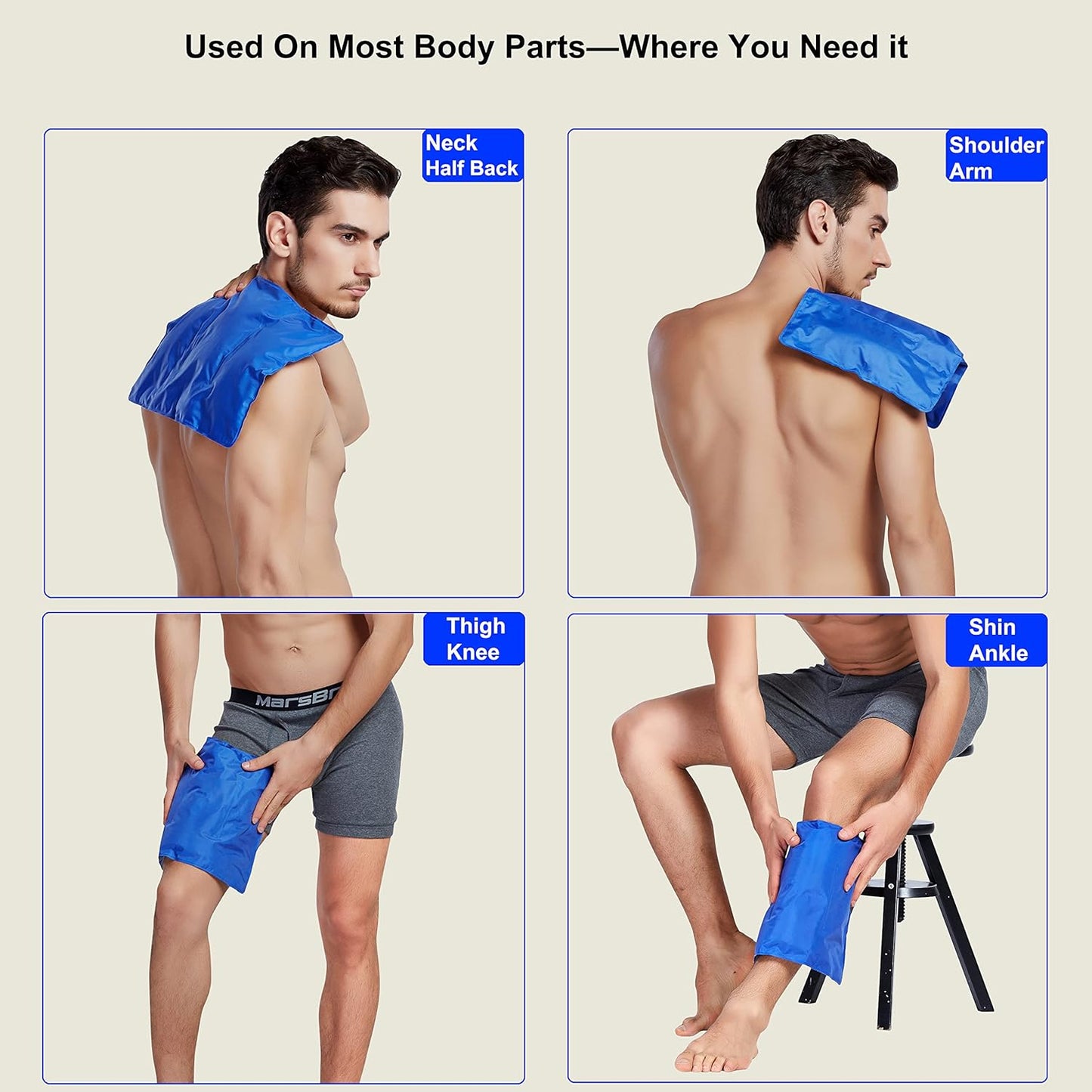 large-reusable-gel-ice-pack-for-injuries---hot-cold-compress-for-pain-relief-swelling---shoulder-arm-back-hip-knee-shin-foot---physical-therapy---11-x-14---pack-of-2-2