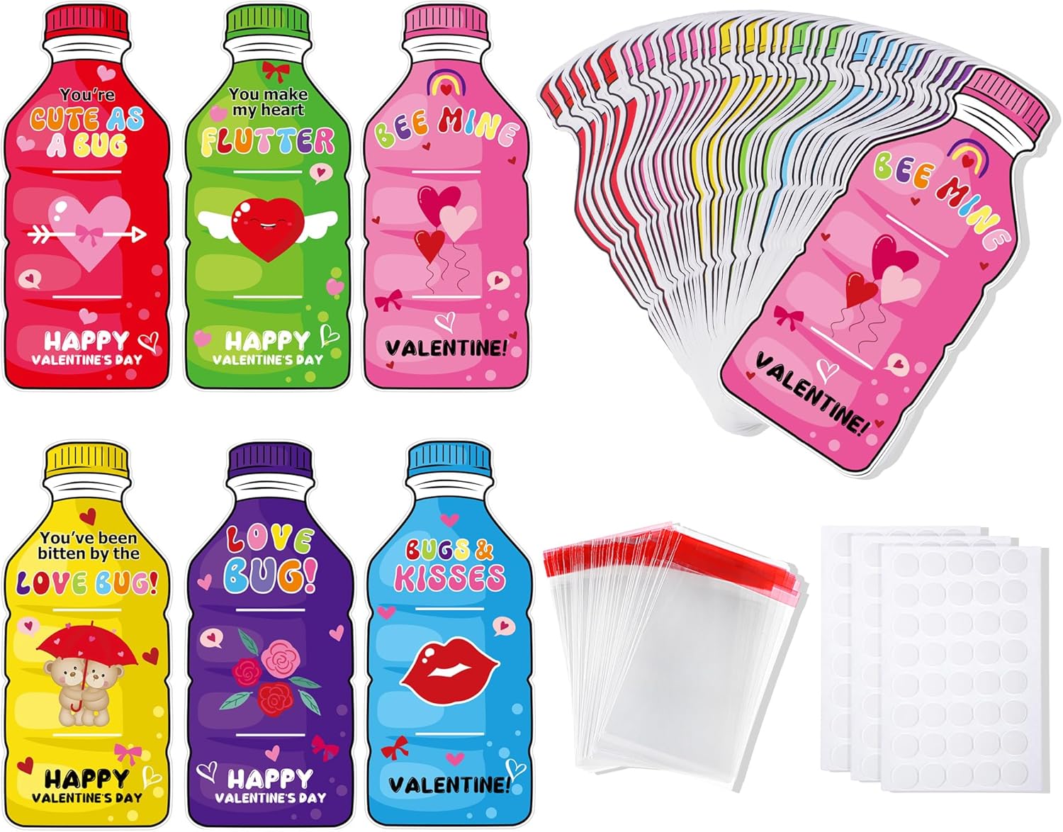 bulk-pack-of-60-kids-valentines-cards-with-drink-bottle-candy-jars---funny-diy-gifts-for-classroom-exchange-party-treats-1