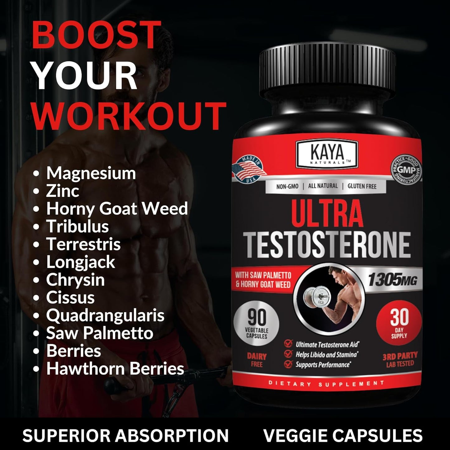 kaya-naturals-ultra-testosterone-booster-with-tongkat-ali-horny-goat-weed-tribulus---natural-workout-supplement-for-men---energy-stamina-strength---90-count-5