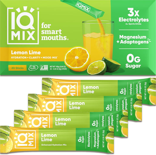 iqbar-iqmix-electrolyte-powder-packets---sugar-free-hydration-drink-mix-with-keto-electrolytes-lions-mane-magnesium-and-potassium---lemon-lime-flavor-20-pack-1