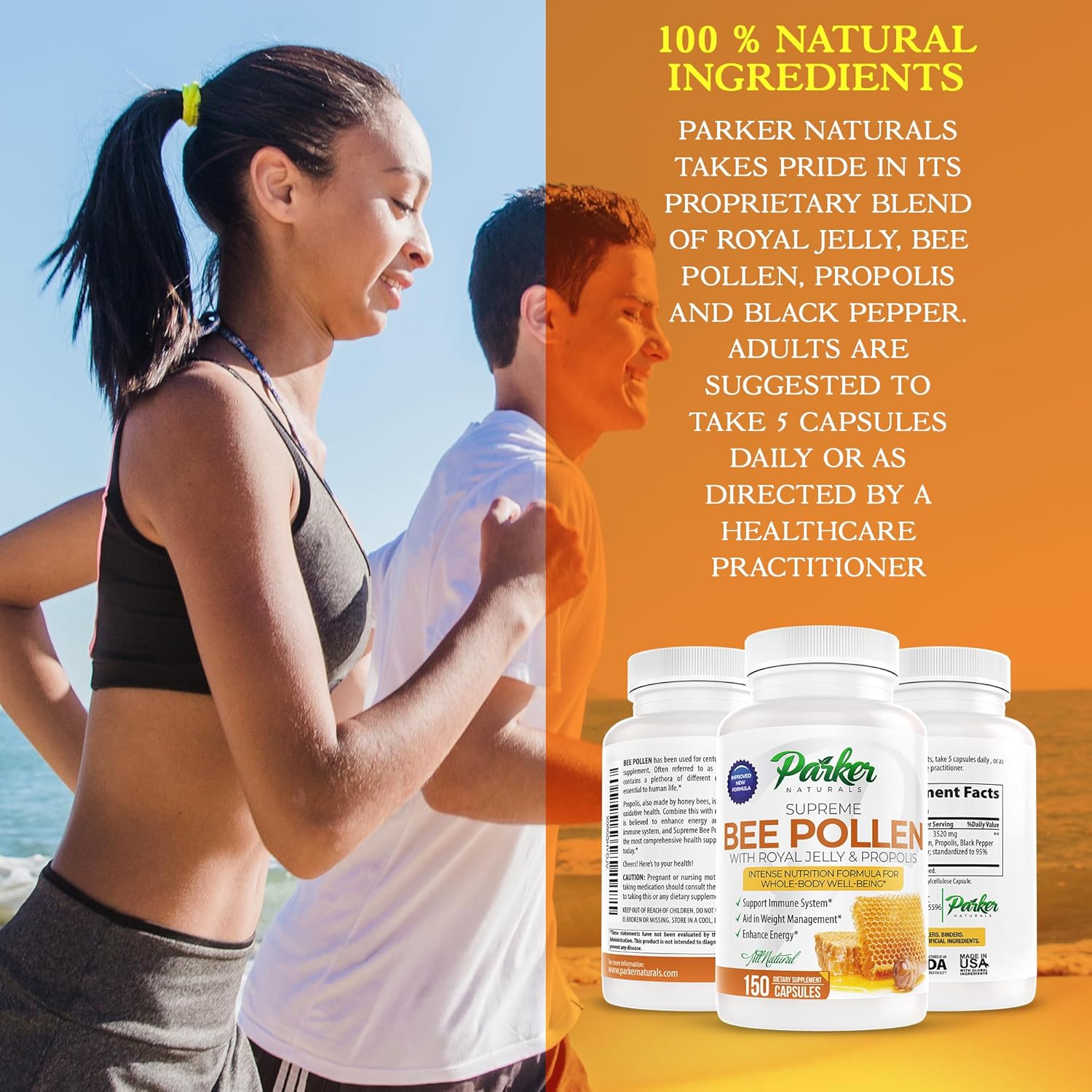 supreme-bee-pollen-capsules-with-royal-jelly-propolis---natural-supplement-for-adults-150-count-3520mg-by-parker-naturals-4