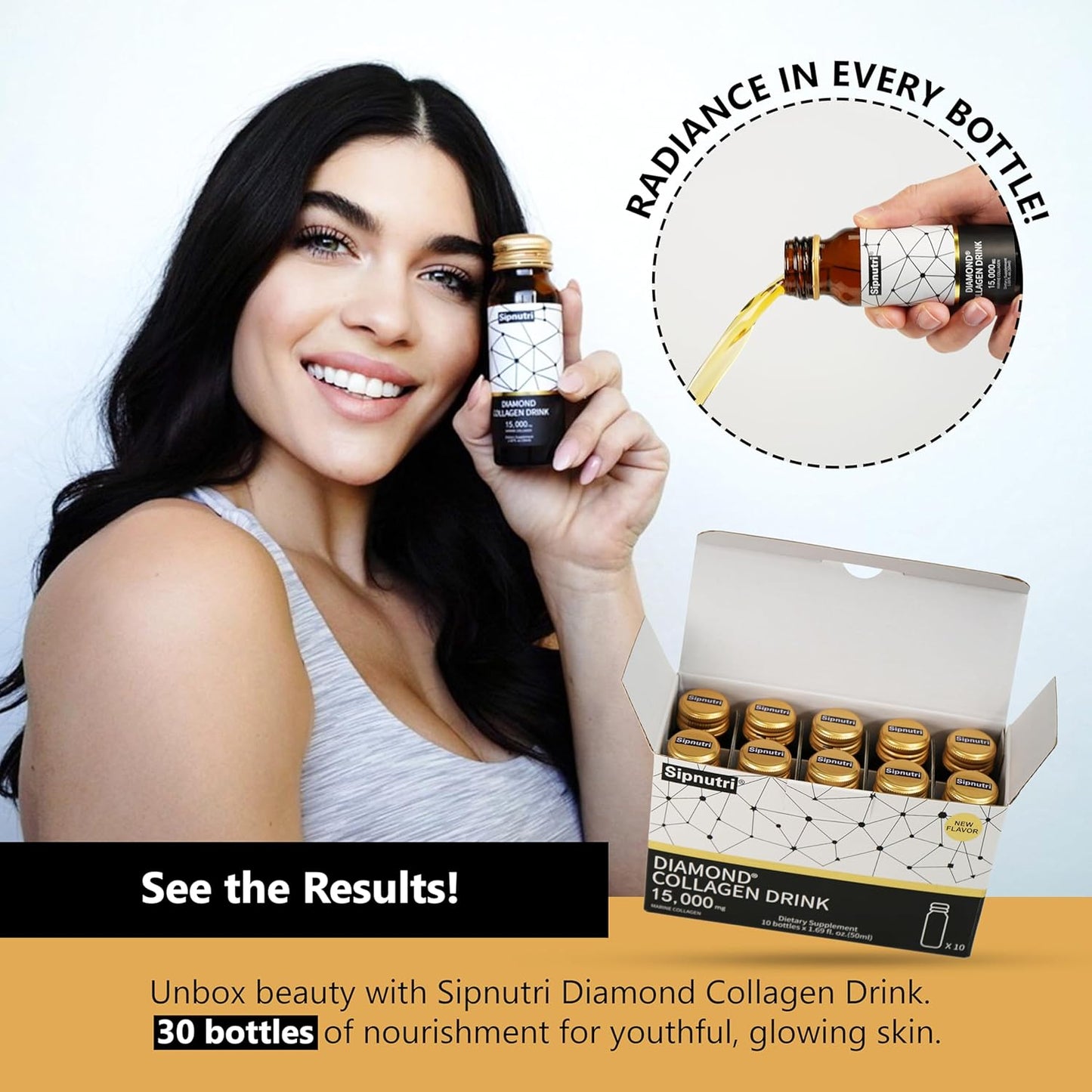 sipnutri-diamond-liquid-collagen-drink---15000mg-marine-collagen-with-vitamin-c-pomegranate---hair-skin-nails-joints-bones-support---50ml-x-10-bottles-3-boxes-5