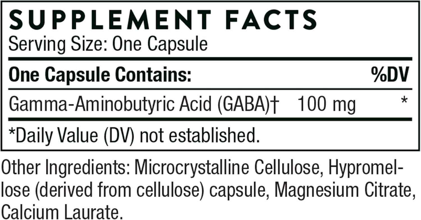100mg PharmaGABA Supplement for Calm Mind & Sleep Support - Natural Source GABA - 60 Capsules by THORNE