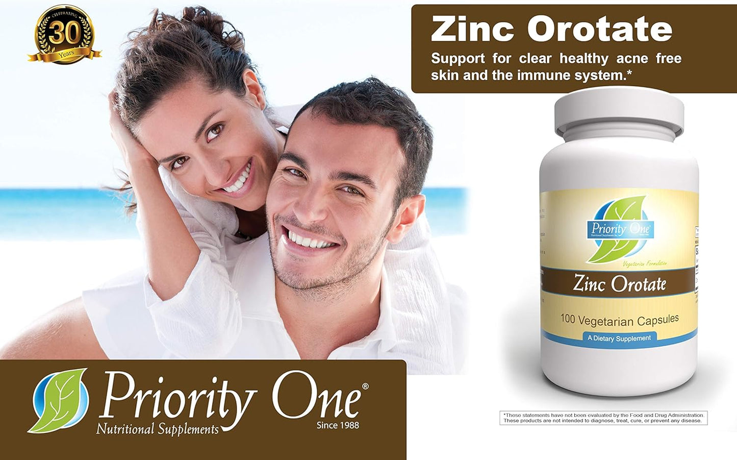 Highly Absorbable Zinc Orotate Capsules - 100 Vegetarian Capsules for Healthy Immune System Support - Priority One Vitamins - Espot.com.au