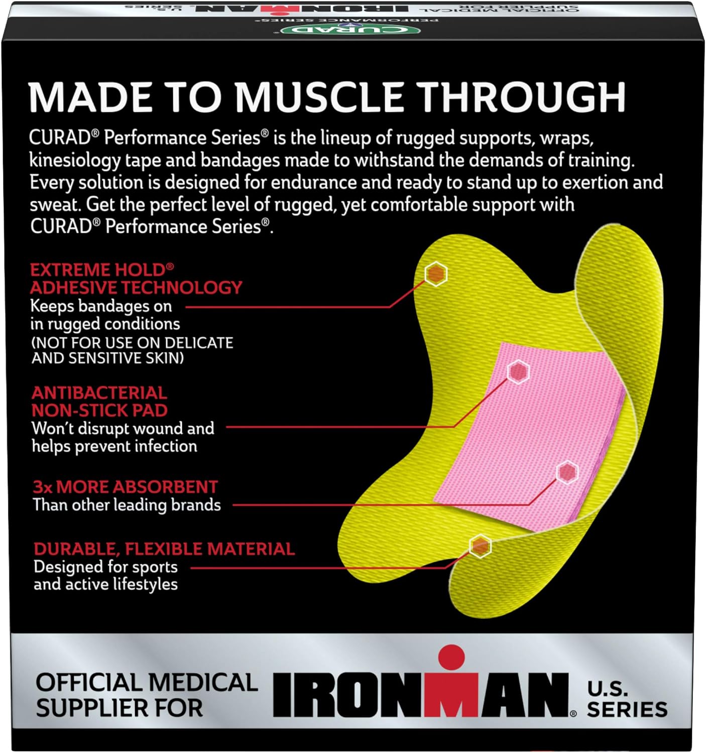 curad-performance-series-ironman-antibacterial-bandages---3x3-10-count---extreme-hold-adhesive-for-cuts-scrapes-sports-active-lifestyles-3