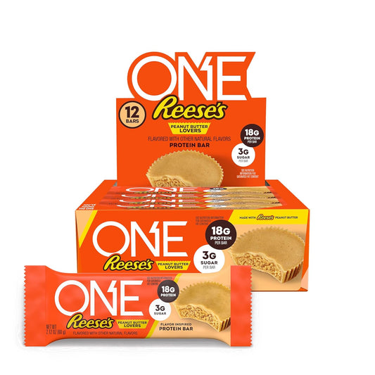 Reese's Peanut Butter Lovers ONE Protein Bars - 12 Count, Gluten Free, 18g Protein, 3g Sugar - Pantry Staple Snack - Espot.com.au
