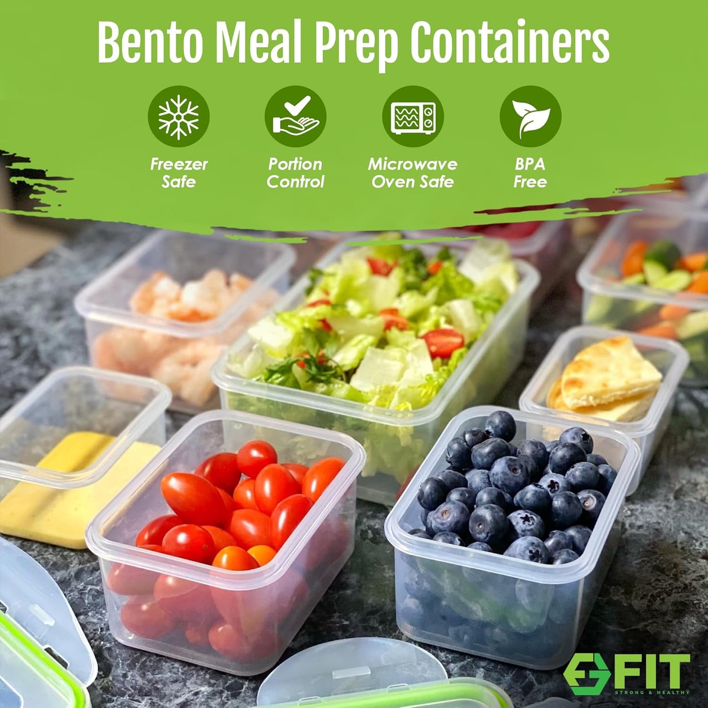 fit-strong-healthy-bento-lunch-box-set-with-compartments-airtight-lid-and-7-pack-containers---ideal-for-meal-prep-food-storage-snacks---microwave-freezer-dishwasher-safe---reusable-multi-size-for-adults-kids-2