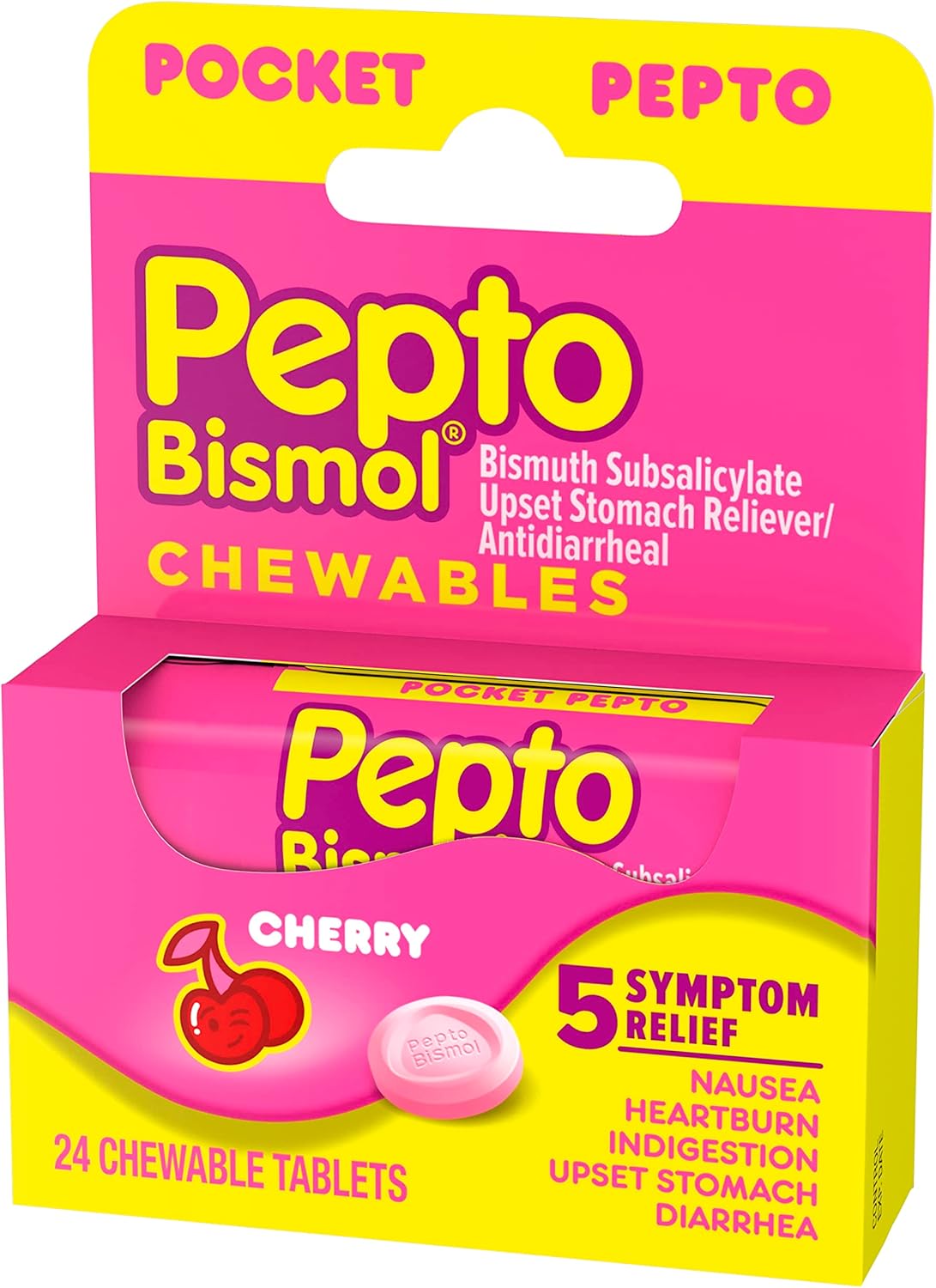 fast-relief-pepto-bismol-chewable-tablets---cherry-flavor-24-ct---nausea-heartburn-indigestion-upset-stomach-diarrhea-relief-5