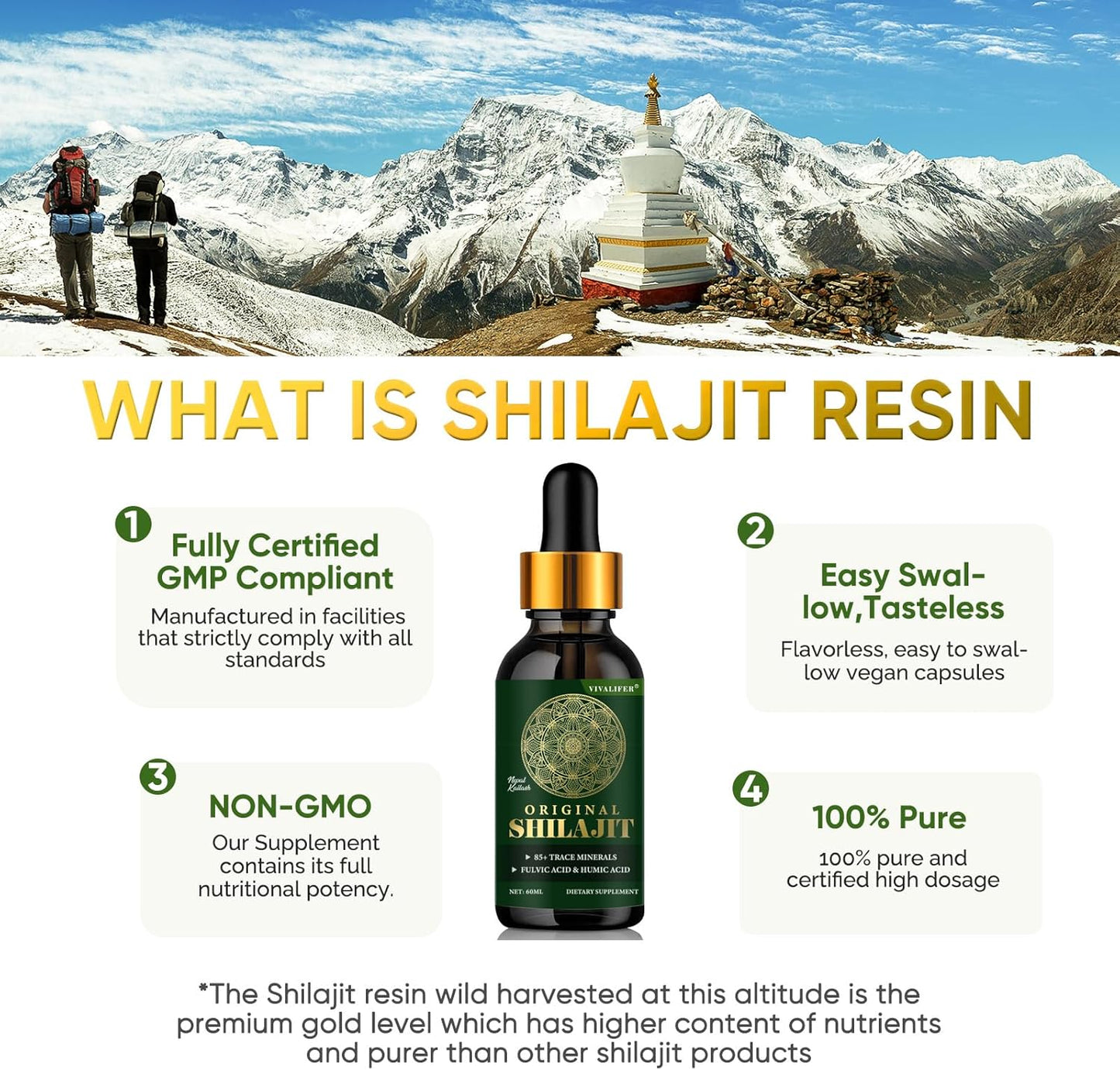 Pure Shilajit Resin Liquid Drops with 85+ Trace Minerals - Brain Booster, Energy & Immune Support - 2oz Bottle - 60 Day Supply - Espot.com.au