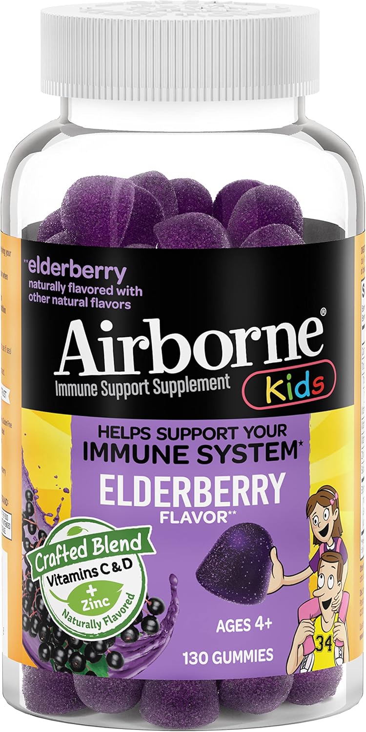 Children's Immune Support Gummies with Elderberry, Zinc, Vitamin C, D & E - 130 Elderberry Flavored Gummies - Espot.com.au