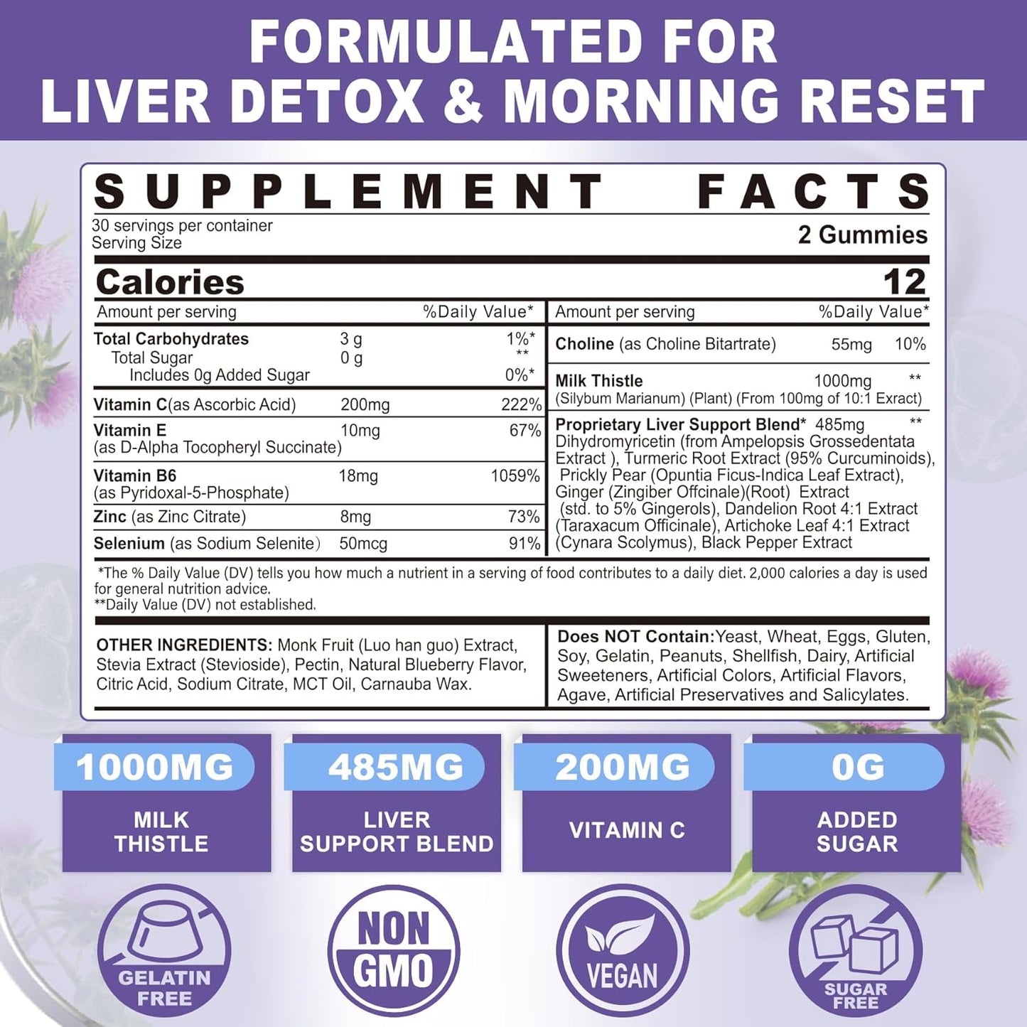 Liver Cleanse Detox Gummies with Milk Thistle 1000mg - Herbal Liver Supplement for Men & Women - Vegan 120 Count - EnvyCure Liver Repair Formula with Dandelion, Artichoke, Turmeric, Choline - Espot.com.au