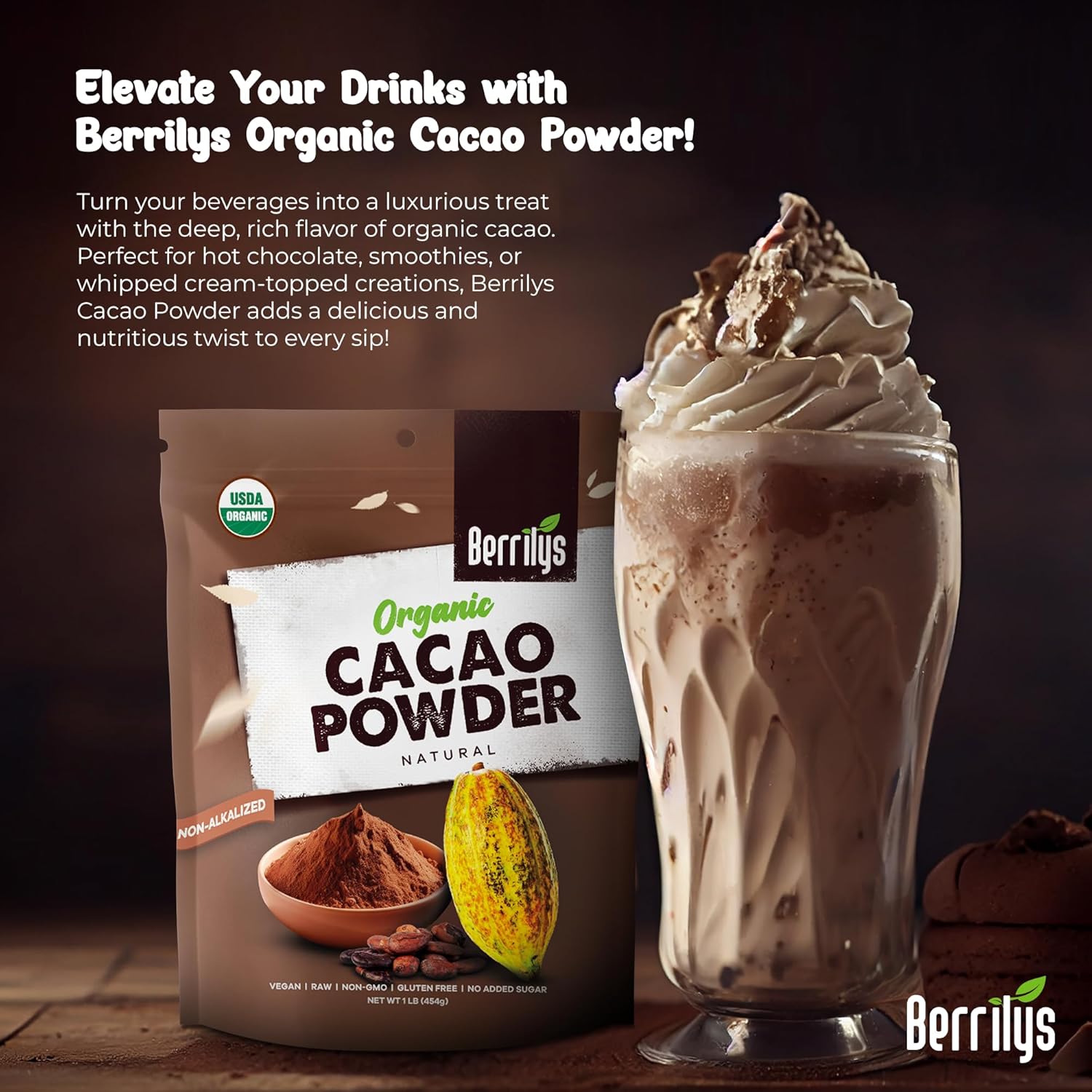 usda-certified-organic-cacao-powder---non-alkalized-natural-cocoa-for-smoothies-baking-beverages---16-oz-4