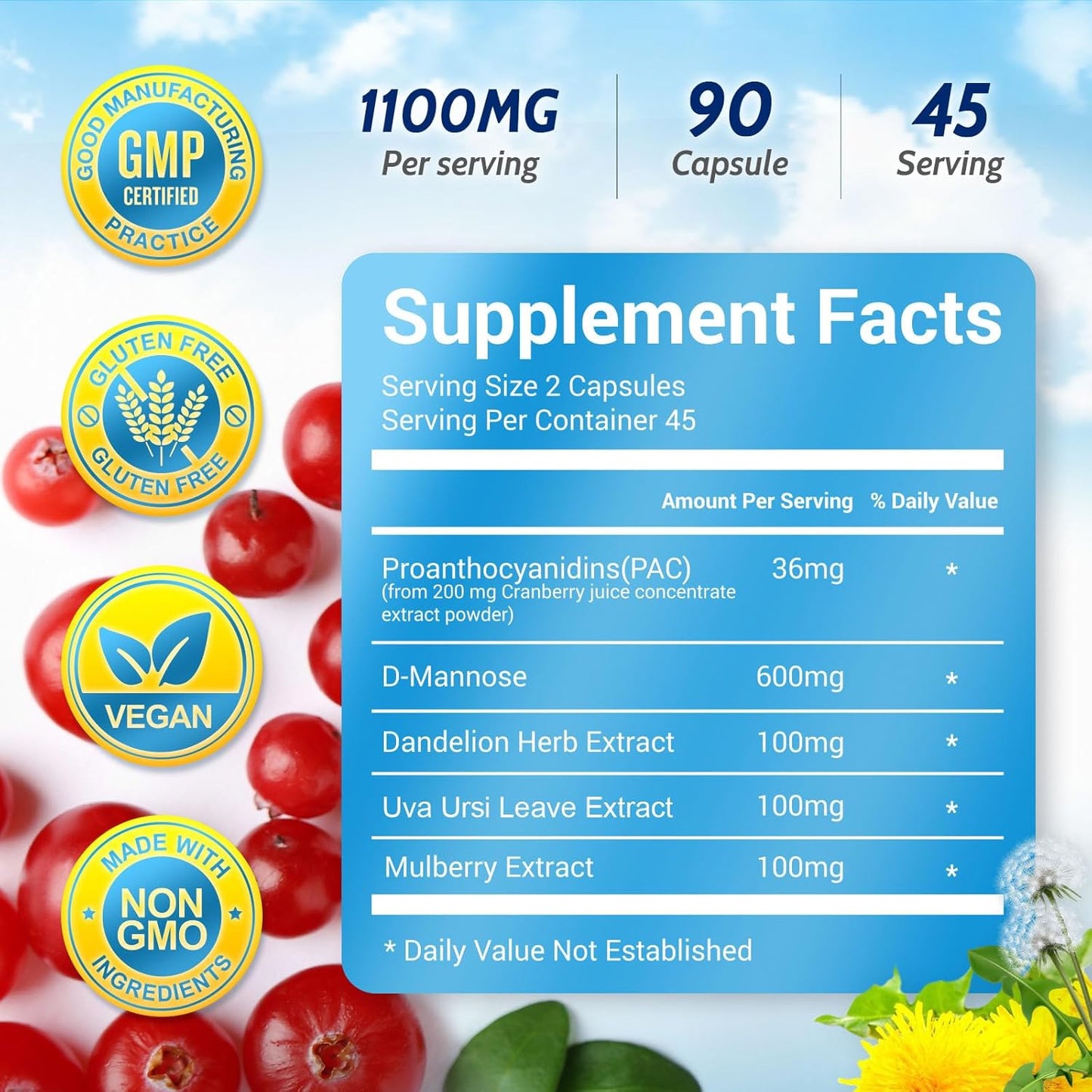 5-in-1-cranberry-supplement-for-women---36mg-pac-d-mannose-dandelion-mulberry-uva-ursi-leaf---natural-urinary-tract-health-support---90-capsules---uti-prevention---vivavitalize-3