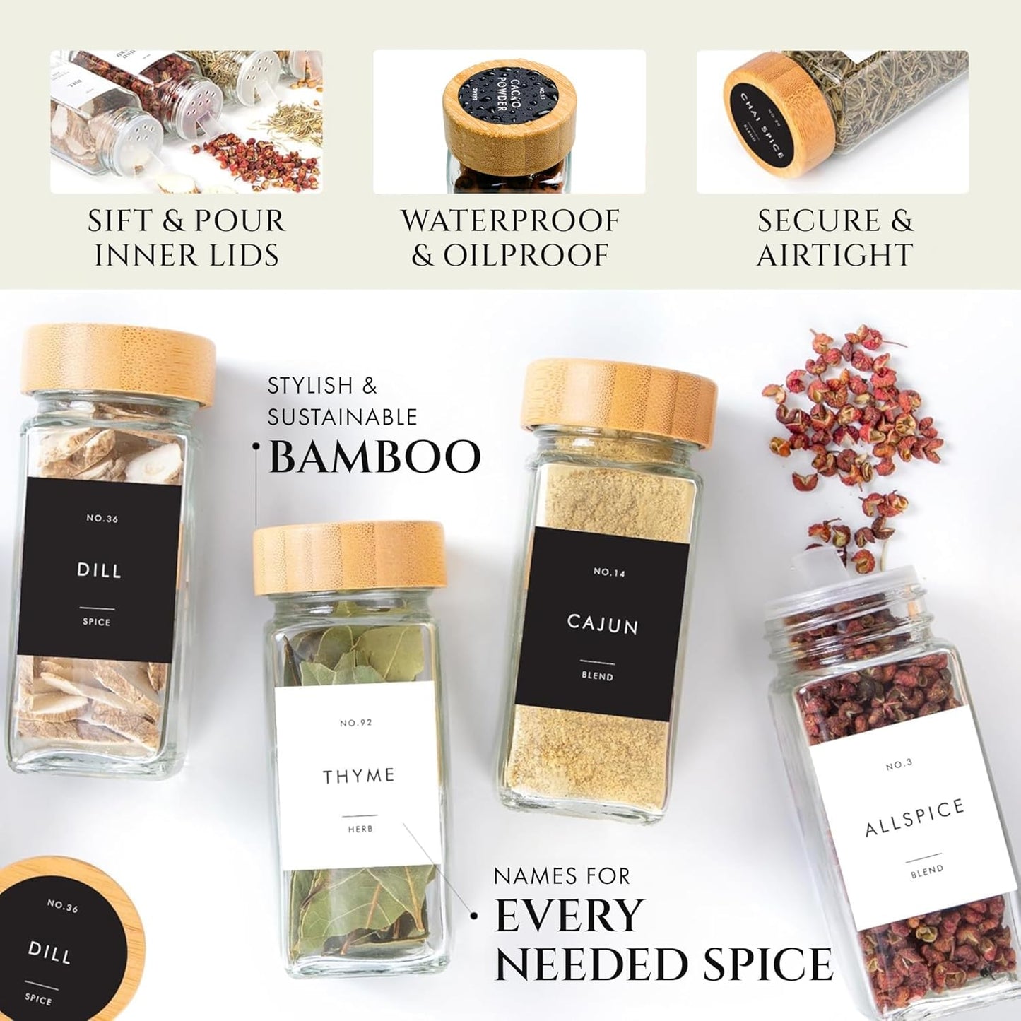 36-pack-finessy-glass-spice-jars-with-bamboo-lids-and-labels---4oz-clear-bottles-for-seasoning-organization-and-storage-5