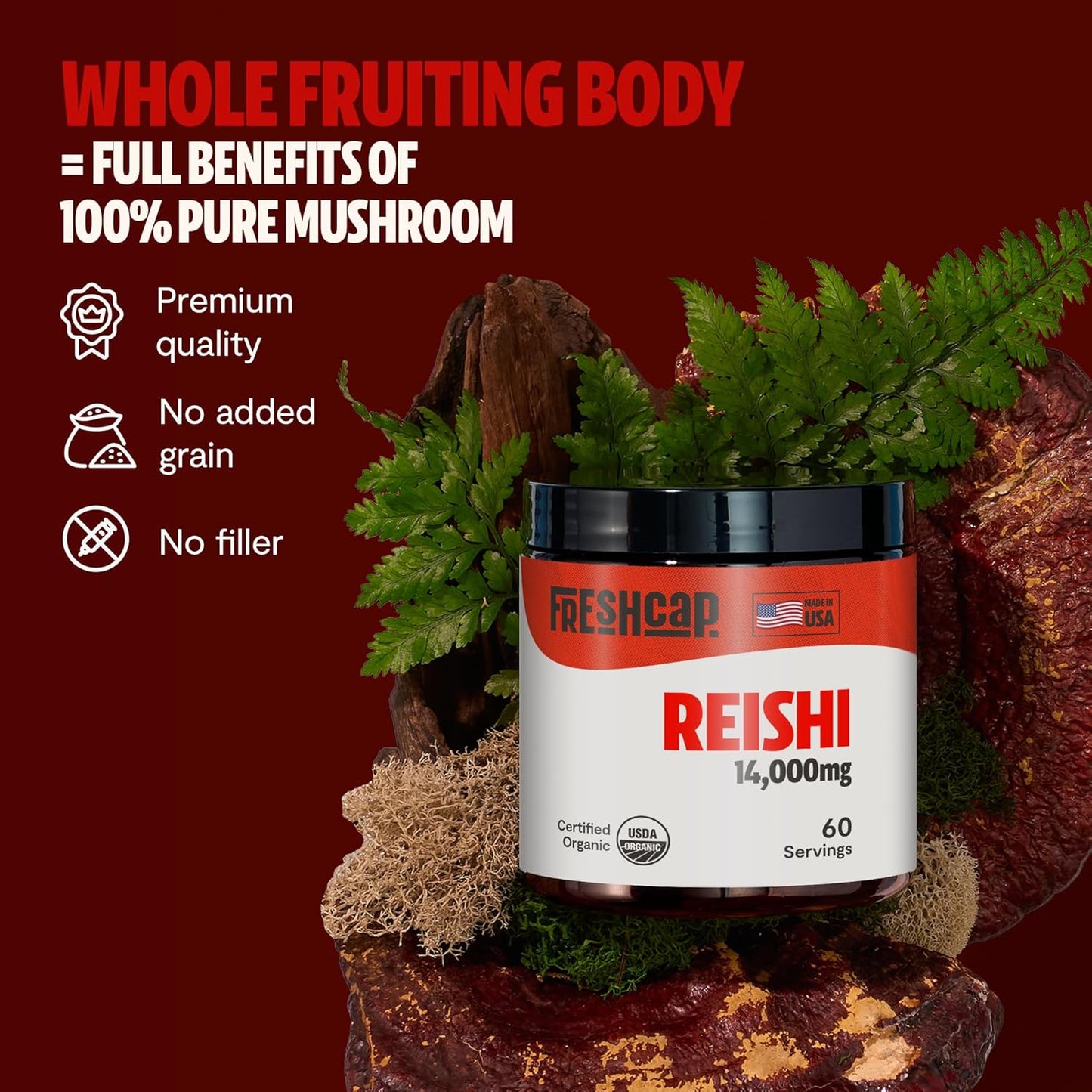 organic-freshcap-reishi-mushroom-powder---14000mg-extract-supplement-for-nootropic-support-ayurvedic-red-reishi-blend---60-servings-5