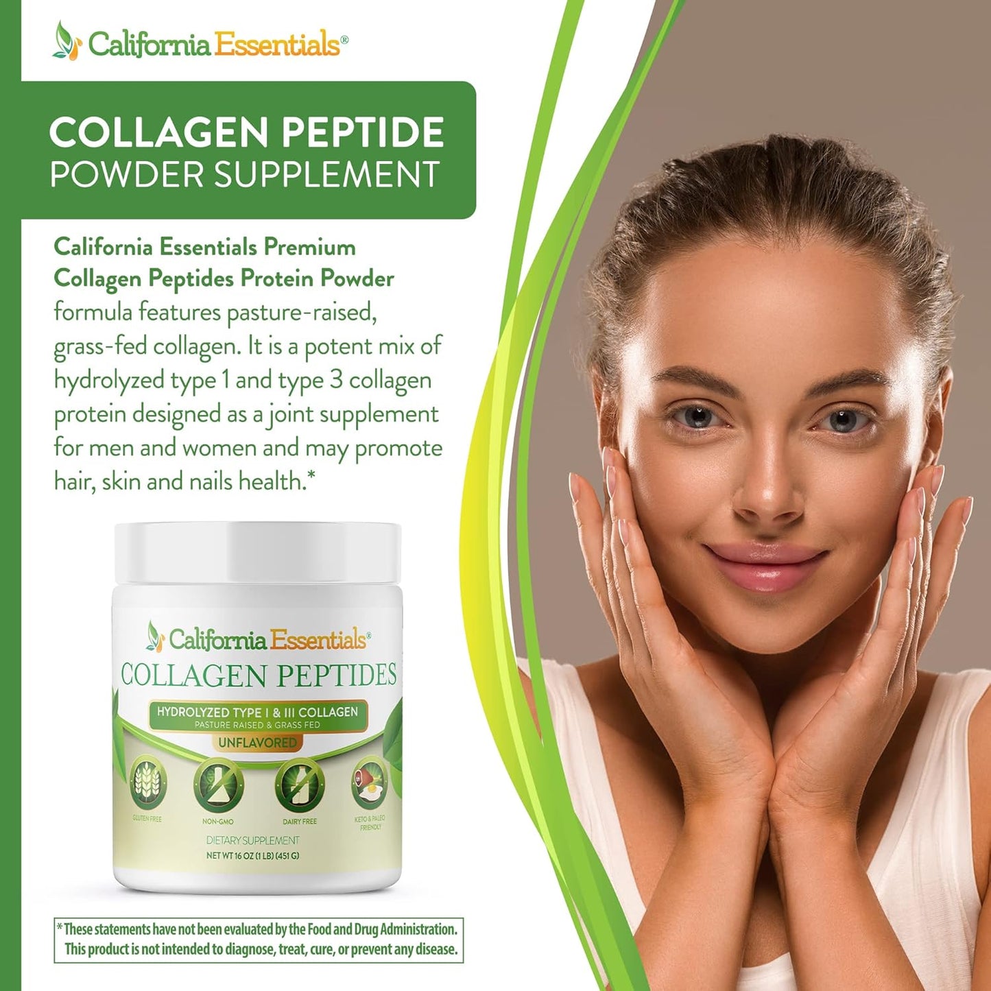 california-essentials-collagen-peptides-16oz---hydrolyzed-type-i-iii-protein-powder-for-skin-hair-nails-joints---unflavored-supplement-gluten-free-non-gmo-5